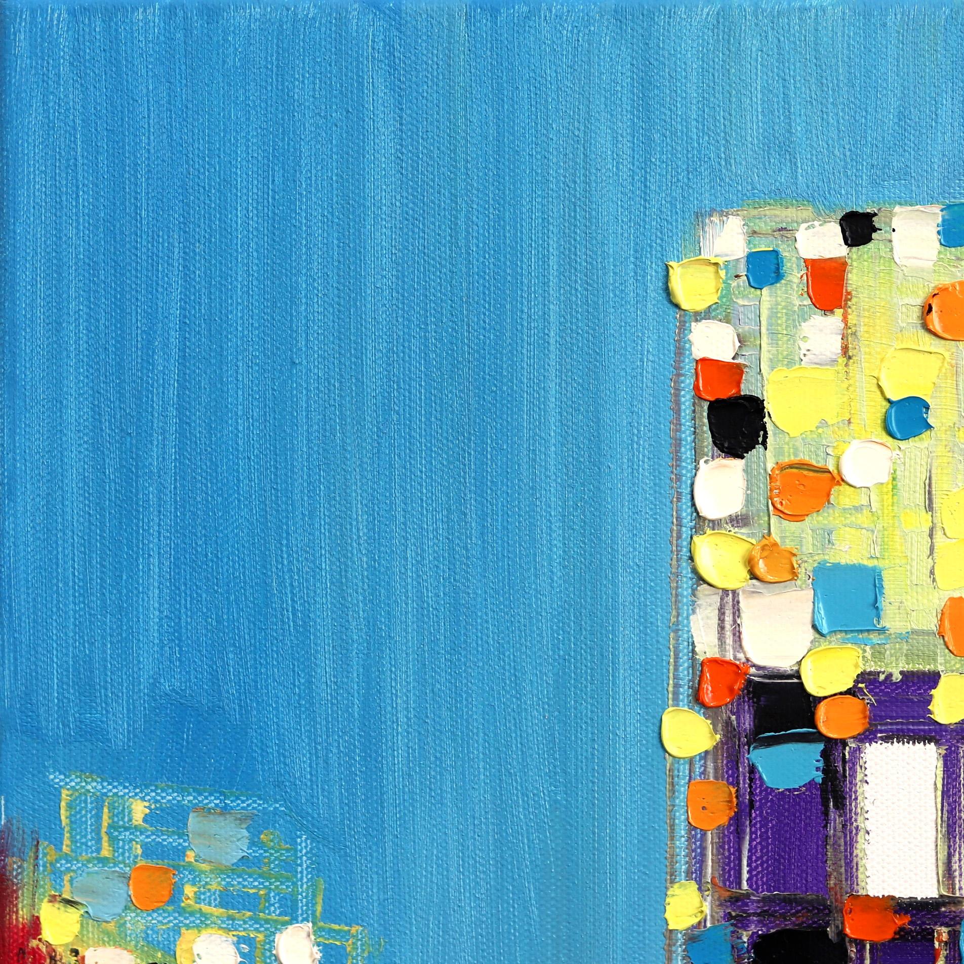 Einmal in der Stadt – Buntes Original-Ölgemälde (Abstrakt), Painting, von Ekaterina Ermilkina