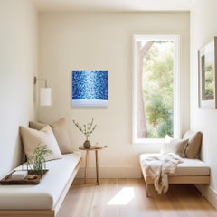 Una notte - Pittura originale ad impasto astratta figurativa di tonalità blu