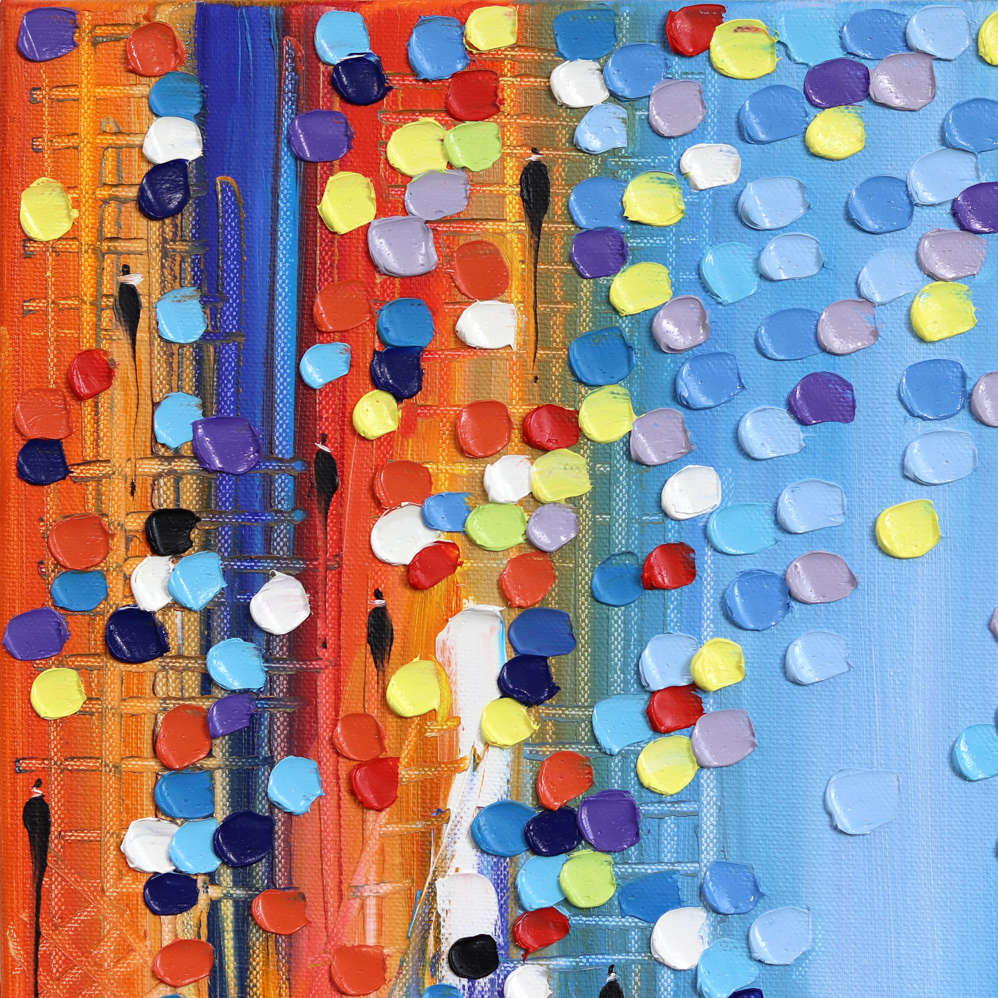 Pulso de la Metrópolis - Pintura al óleo figurativa con textura Impasto de colores - Painting Abstracto de Ekaterina Ermilkina