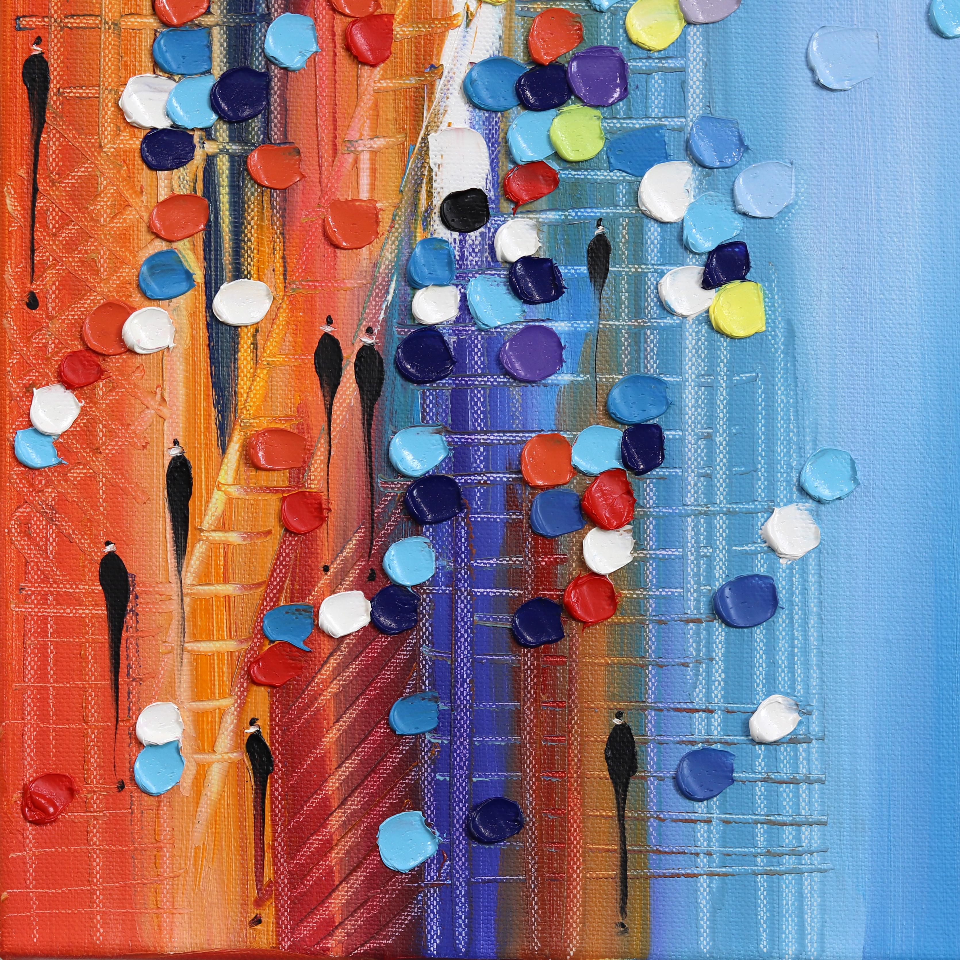 Los originales cuadros abstractos de bellas artes de Ekaterina Ermilkina se crean utilizando una hábil combinación de aplicación y eliminación de pintura al óleo con espátula sobre lienzo. Sus inspiraciones son los horizontes de grandes ciudades