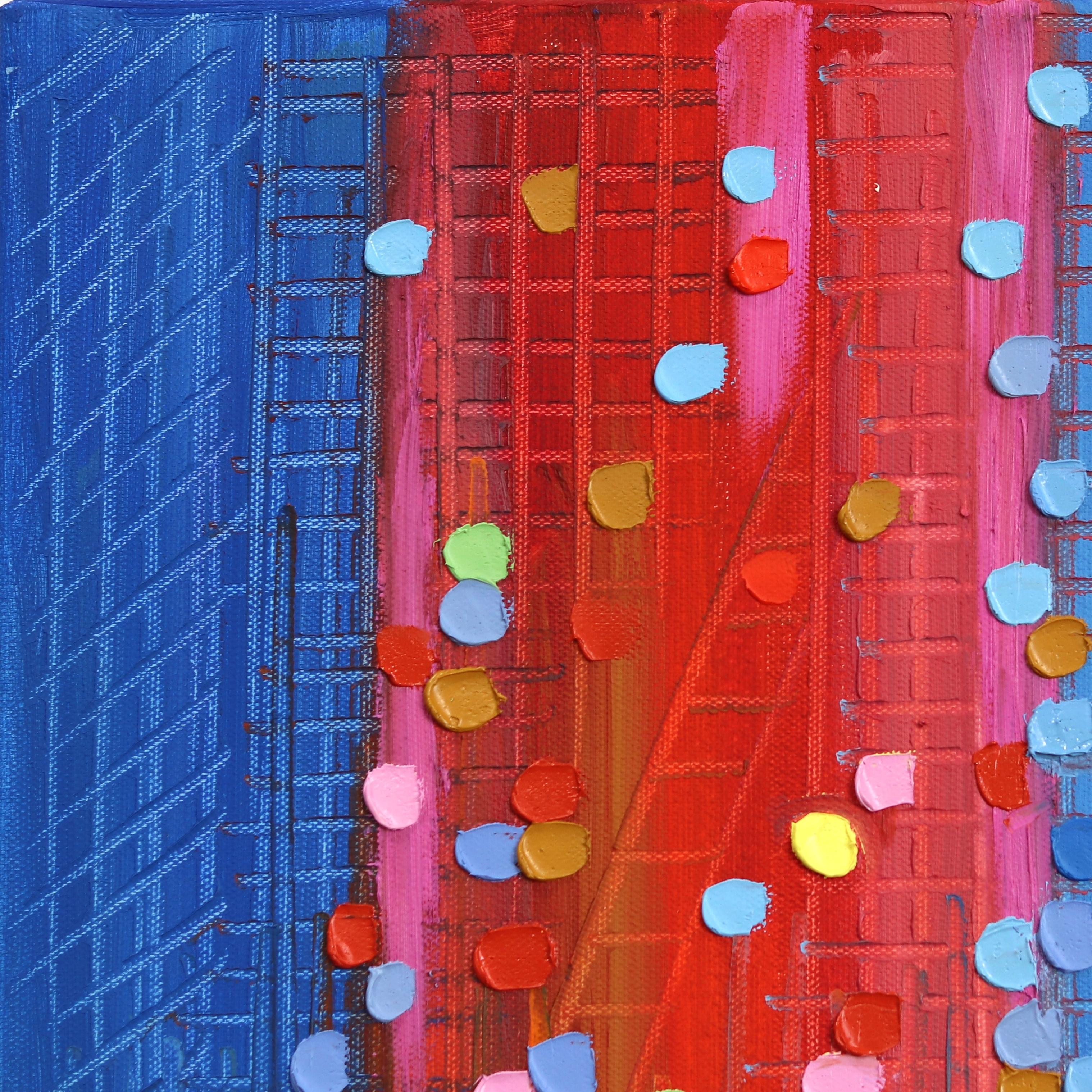 Rainy Day Reflections - Original Colorful Vibrant Textural Abstract Oil Painting For Sale 1