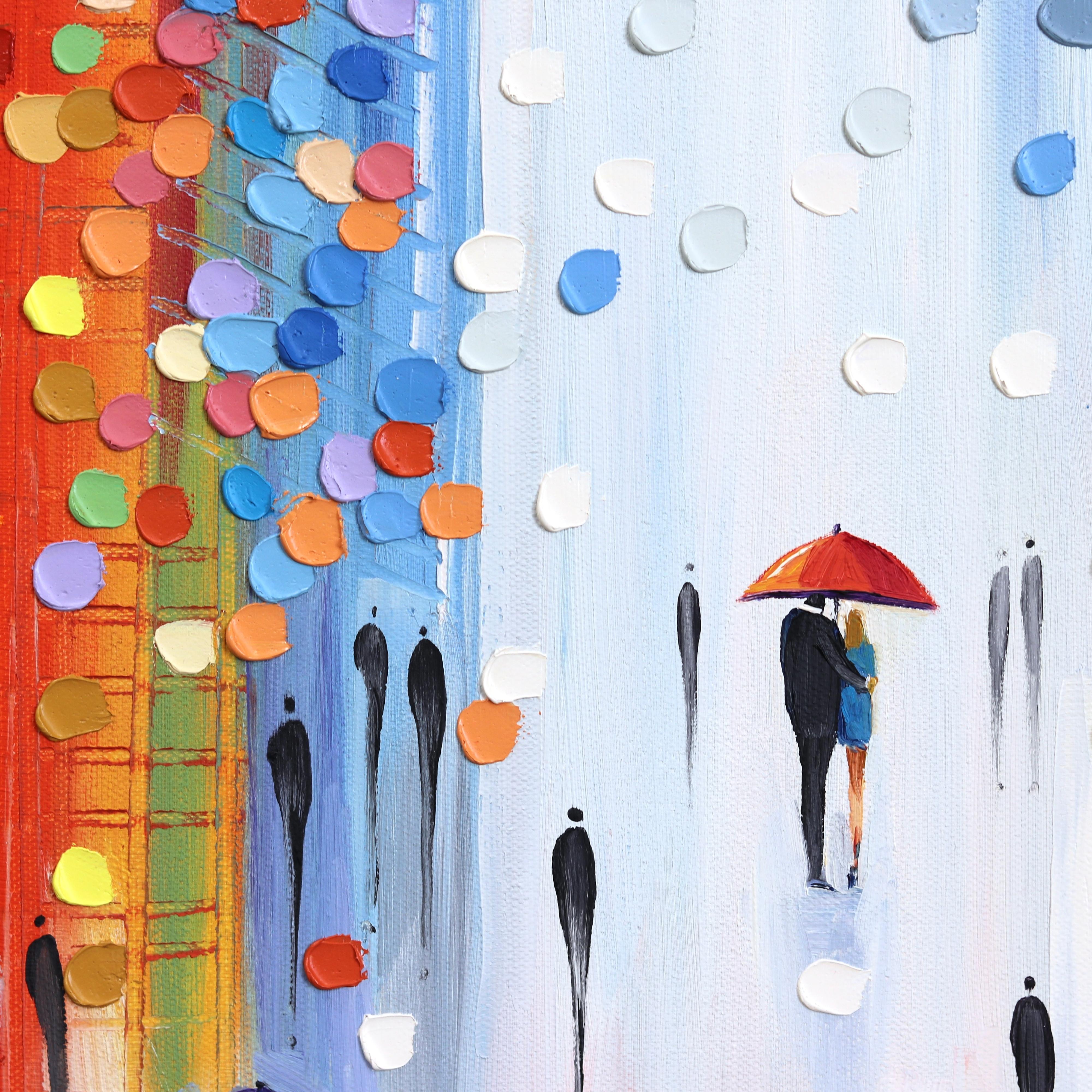 Reflections de jour ensoleillée - Peinture à l'huile abstraite texturée colorée et vibrante originale en vente 3