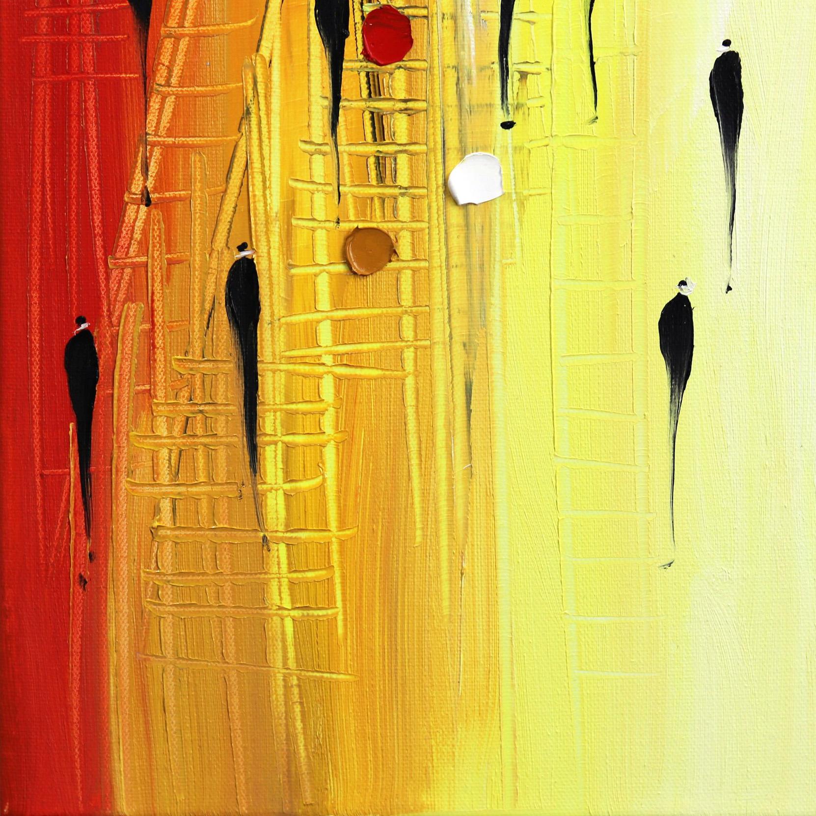 Rainy Hot Day - Tall Colorful Original Abstract Landscape Oil Painting For Sale 5