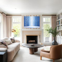 Umore piovoso - Pittura originale ad impasto astratta figurativa con tonalità blu