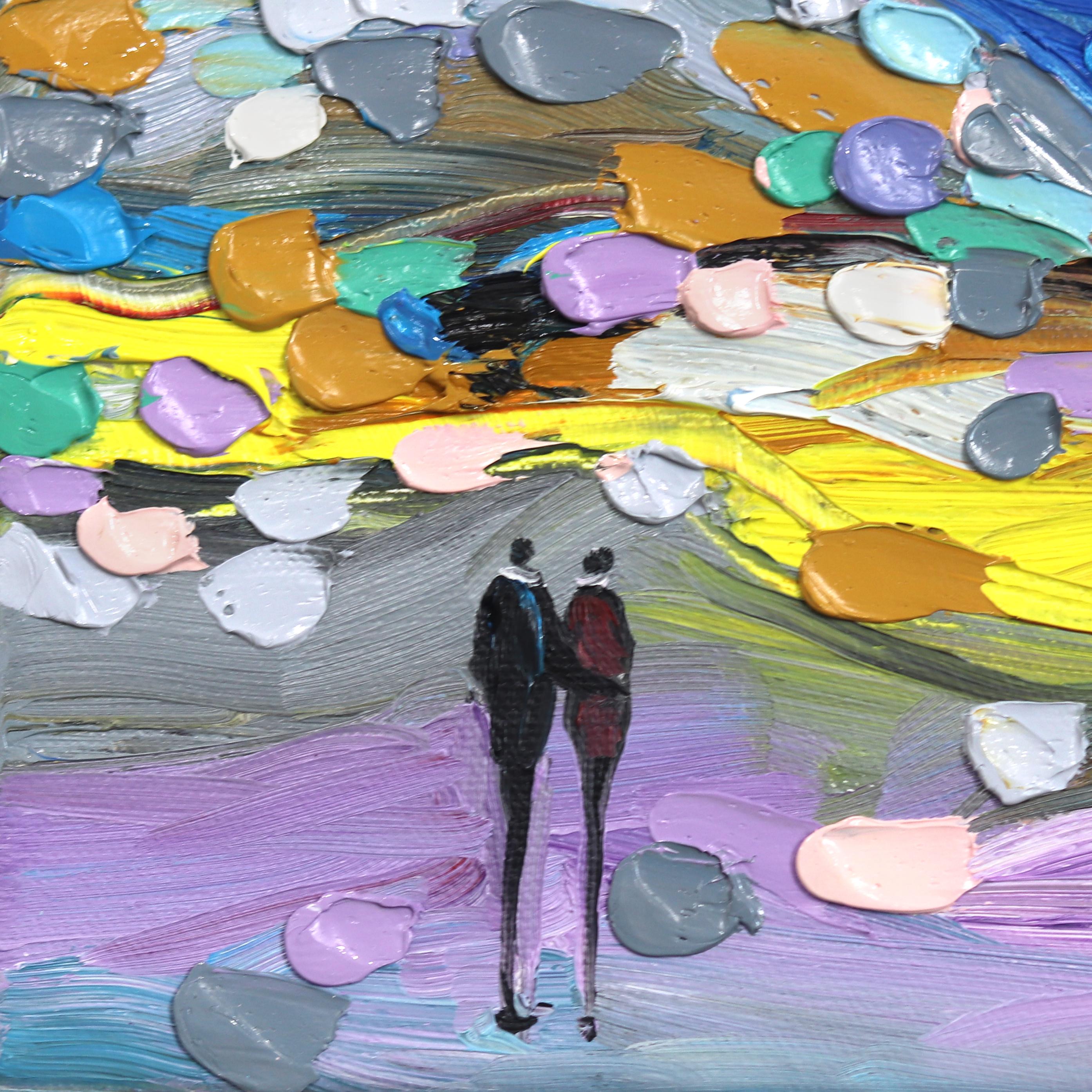 Estate - Piccolo dipinto ad olio colorato originale su tela con impasto - Painting Astratto di Ekaterina Ermilkina