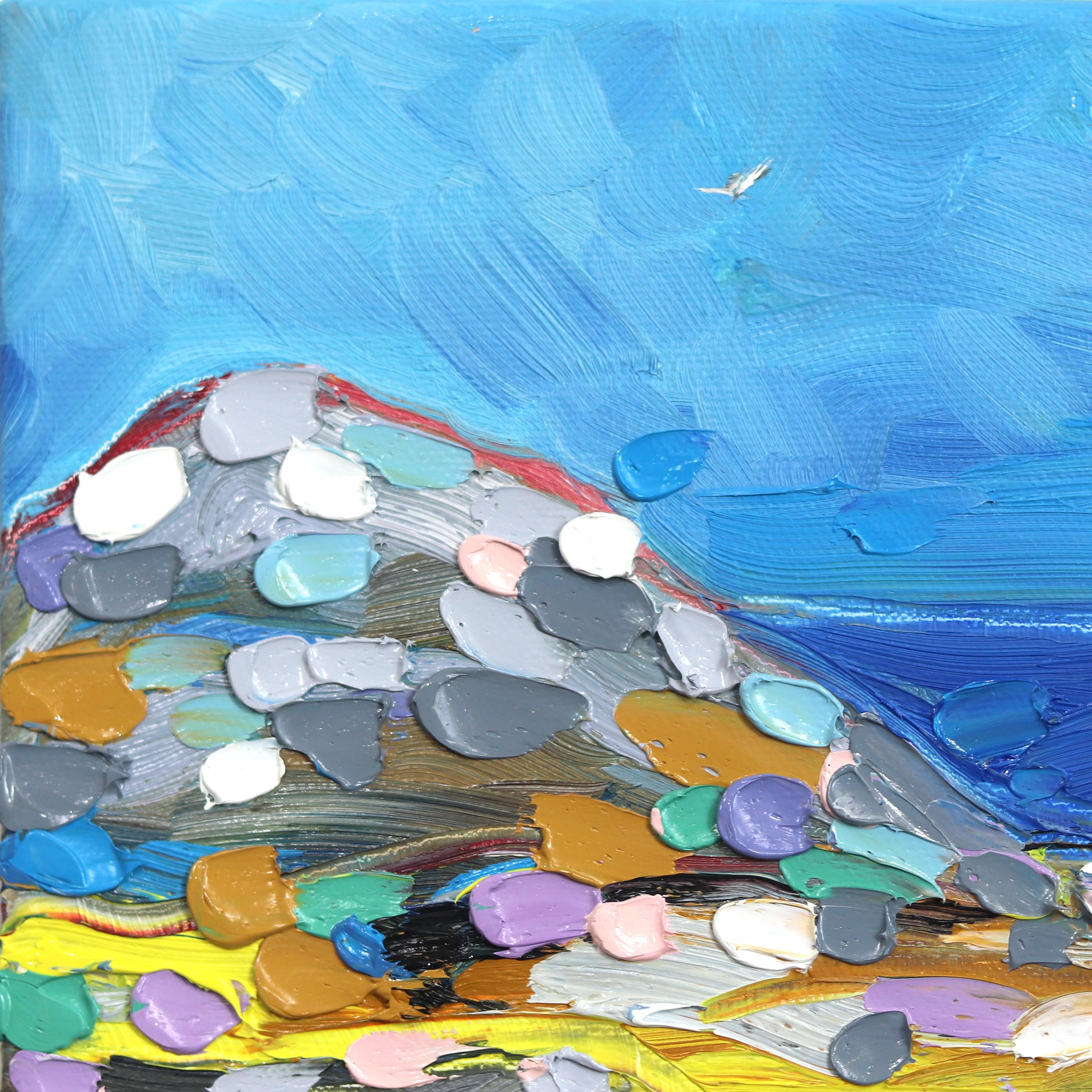 Estate - Piccolo dipinto ad olio colorato originale su tela con impasto in vendita 2