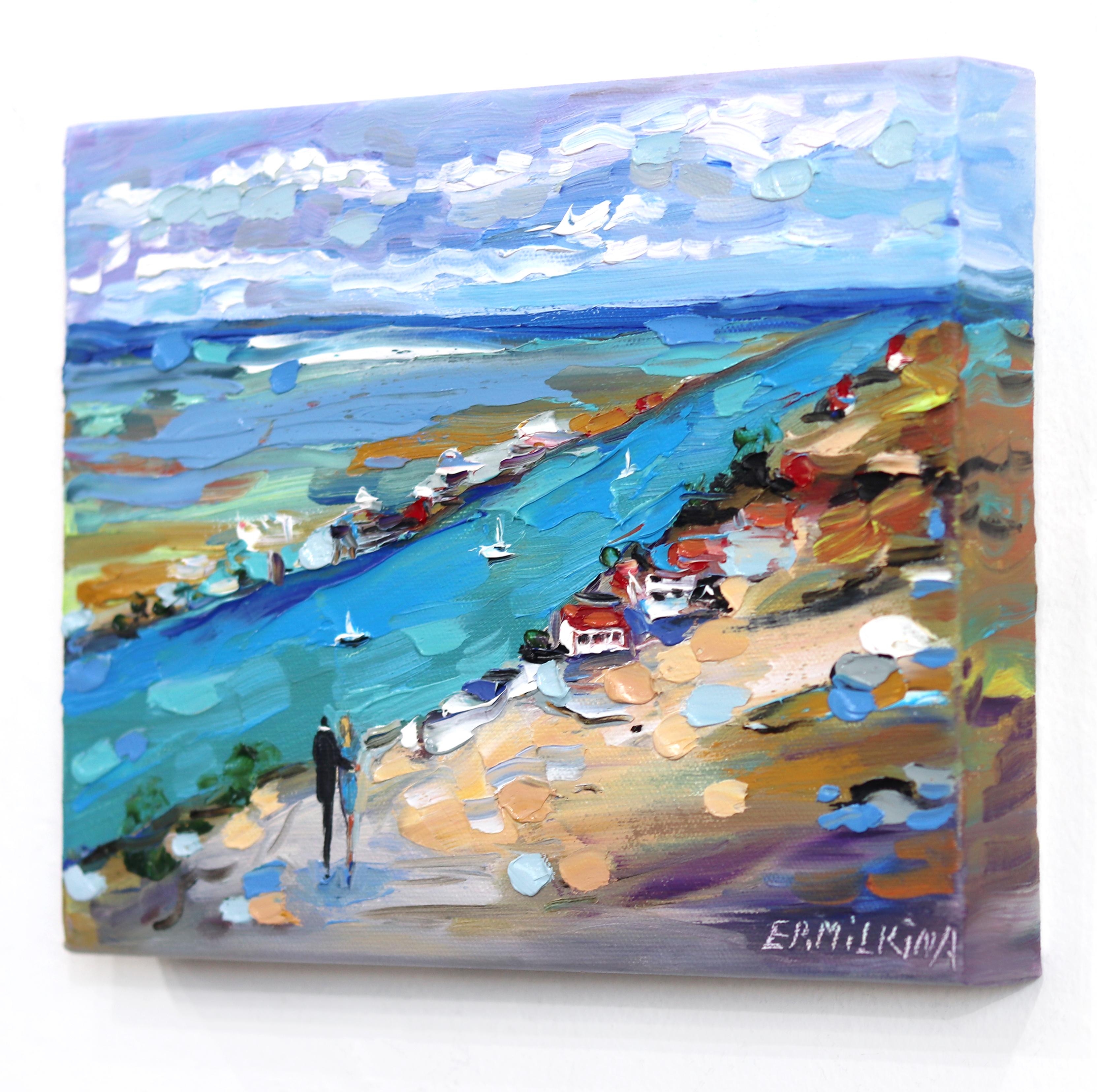Summer Time - Small Original Impasto Landscape Oil Painting on Canvas For Sale 1