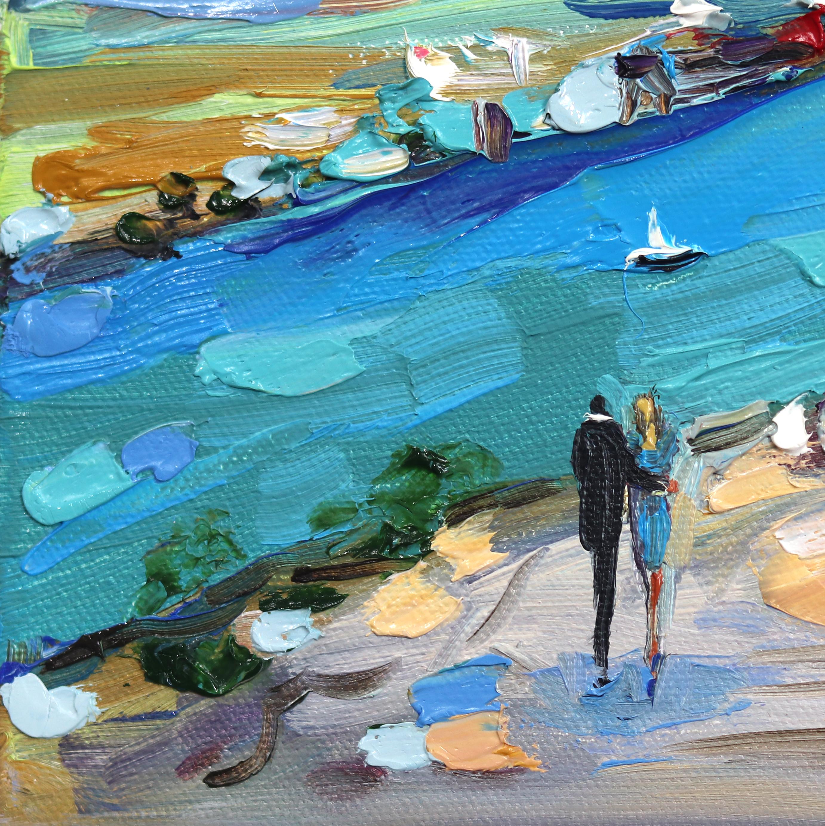 Summer Time - Small Original Impasto Landscape Oil Painting on Canvas For Sale 2