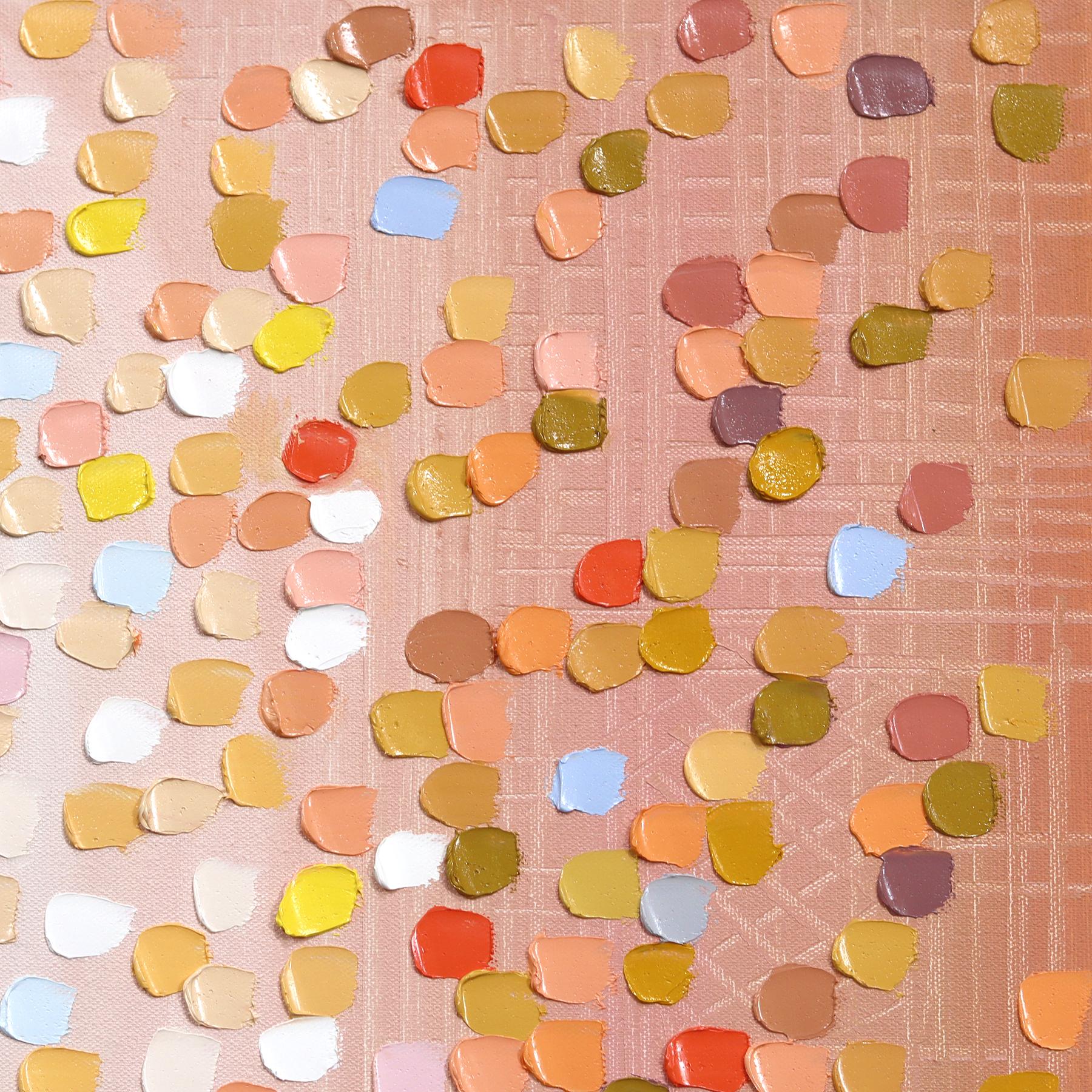 Sun - Abstract Warm Tone Textured Impasto Illuminous Oil Painting on Canvas For Sale 2