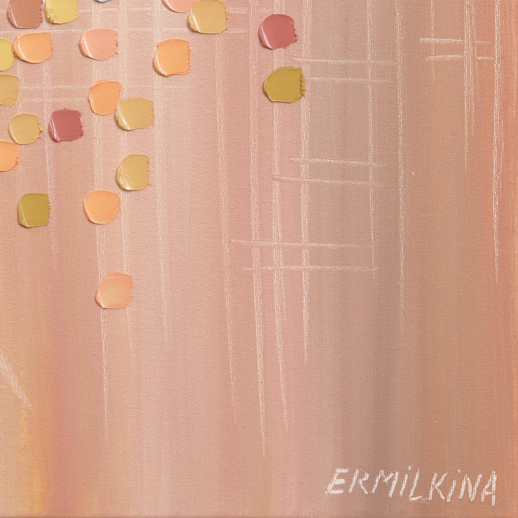 Sun - Abstract Warm Tone Textured Impasto Illuminous Oil Painting on Canvas For Sale 5