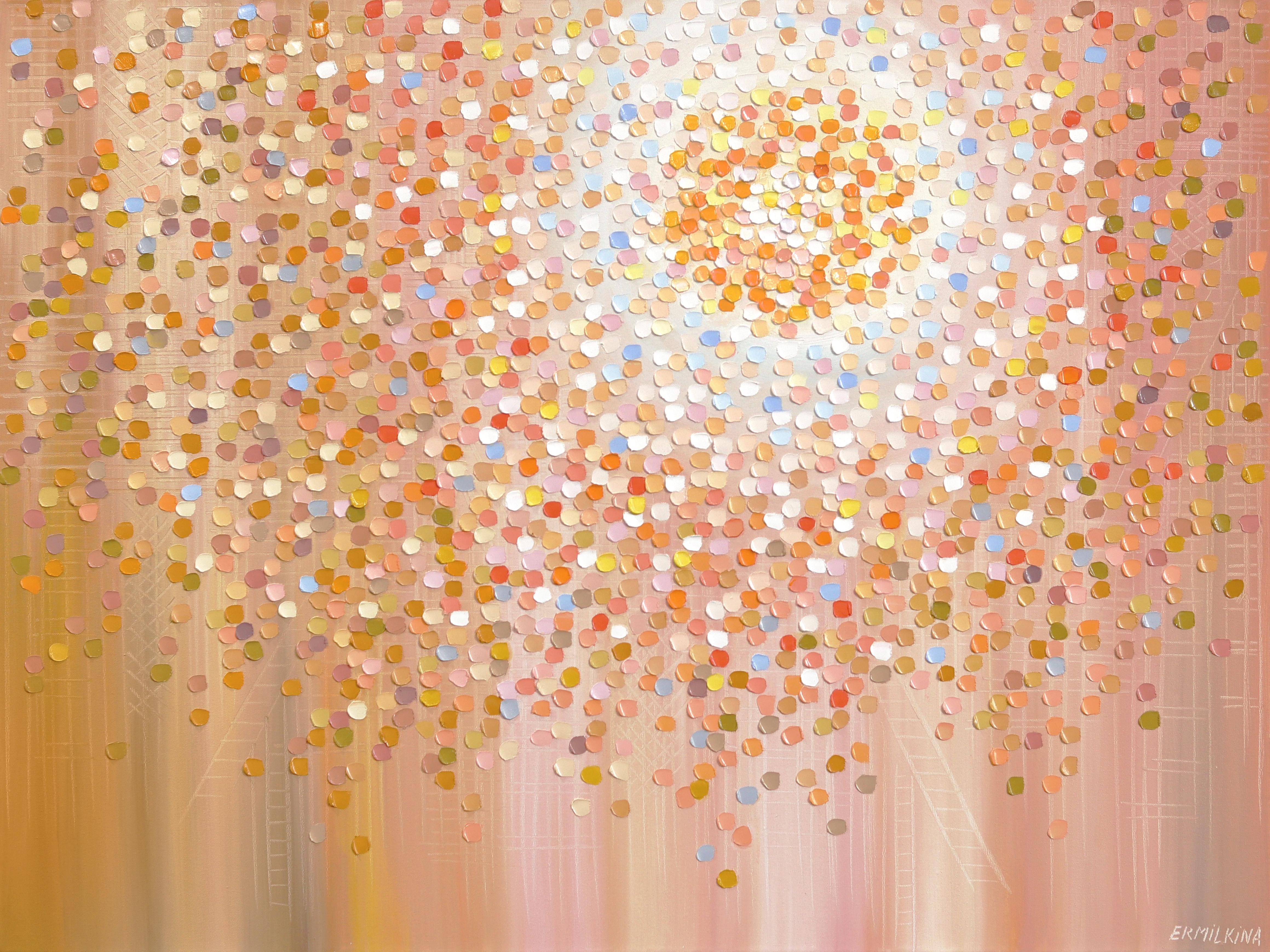 Ekaterina Ermilkina Landscape Painting - Sun - Abstract Warm Tone Textured Impasto Illuminous Oil Painting on Canvas