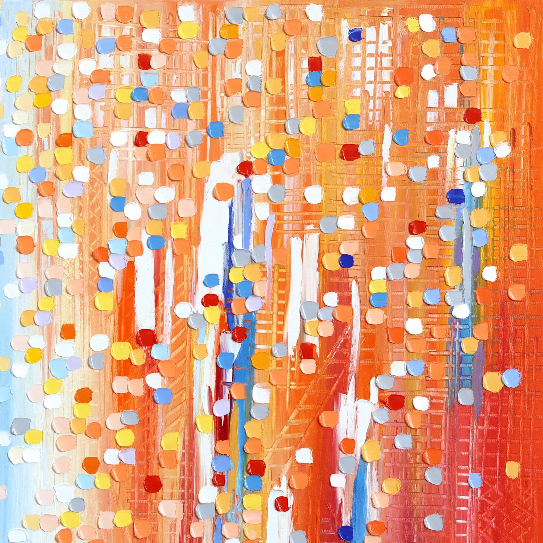 Sunset Dreaming - Abstrakte Farbe getränkt figurative strukturierte Impasto Malerei im Angebot 1