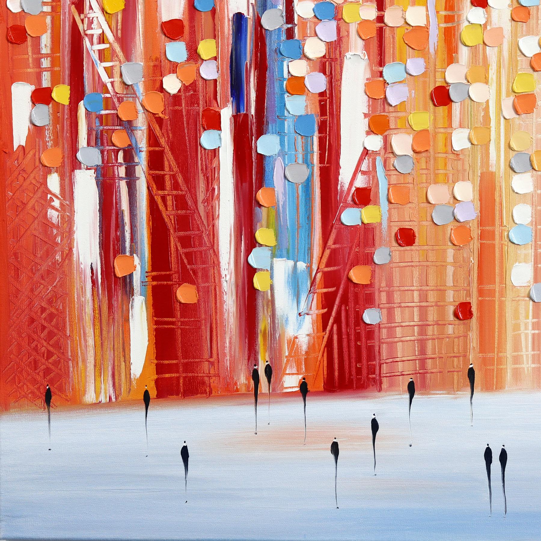 Sunset Dreaming - Abstrakte Farbe getränkt figurative strukturierte Impasto Malerei im Angebot 3