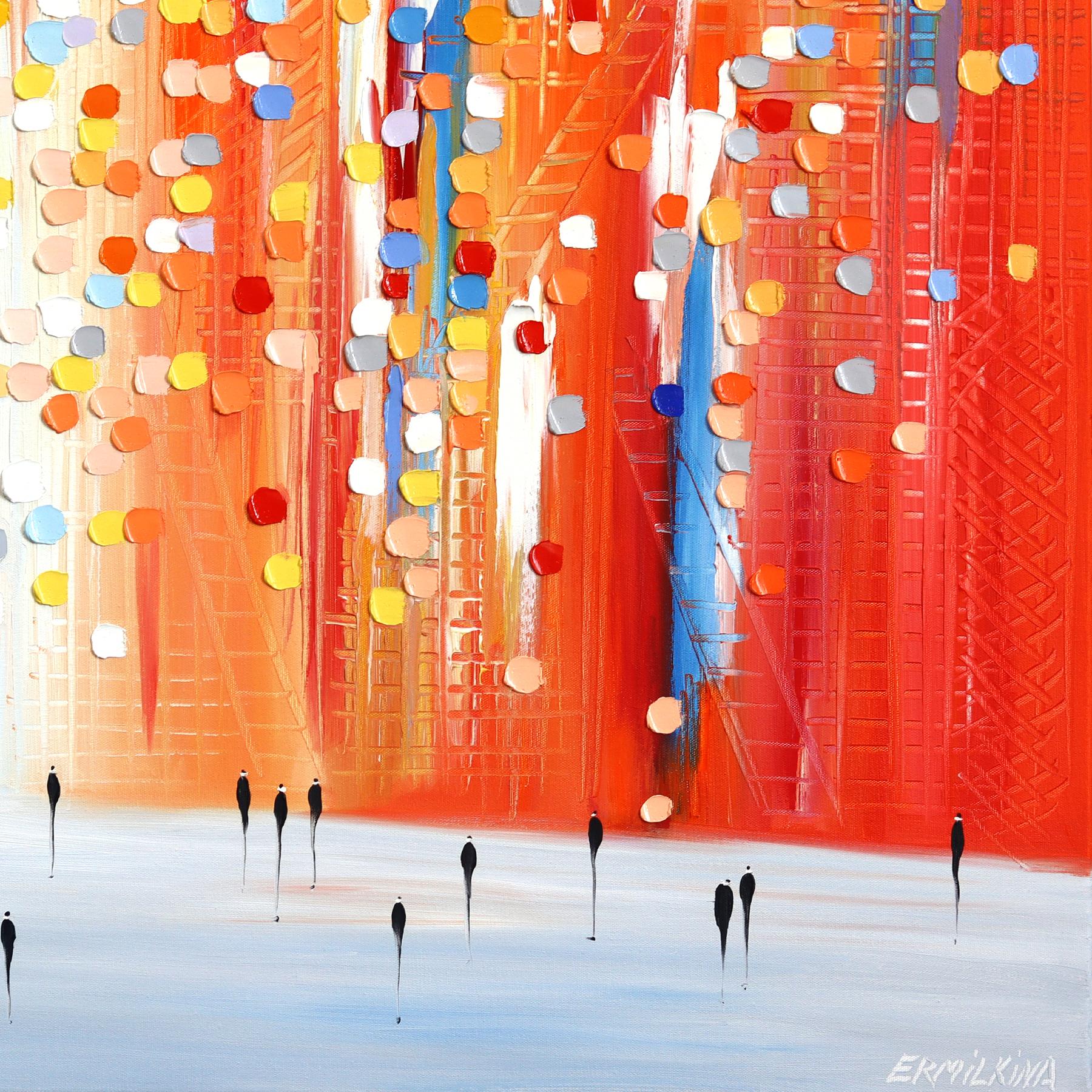 Sunset Dreaming - Abstrakte Farbe getränkt figurative strukturierte Impasto Malerei im Angebot 4