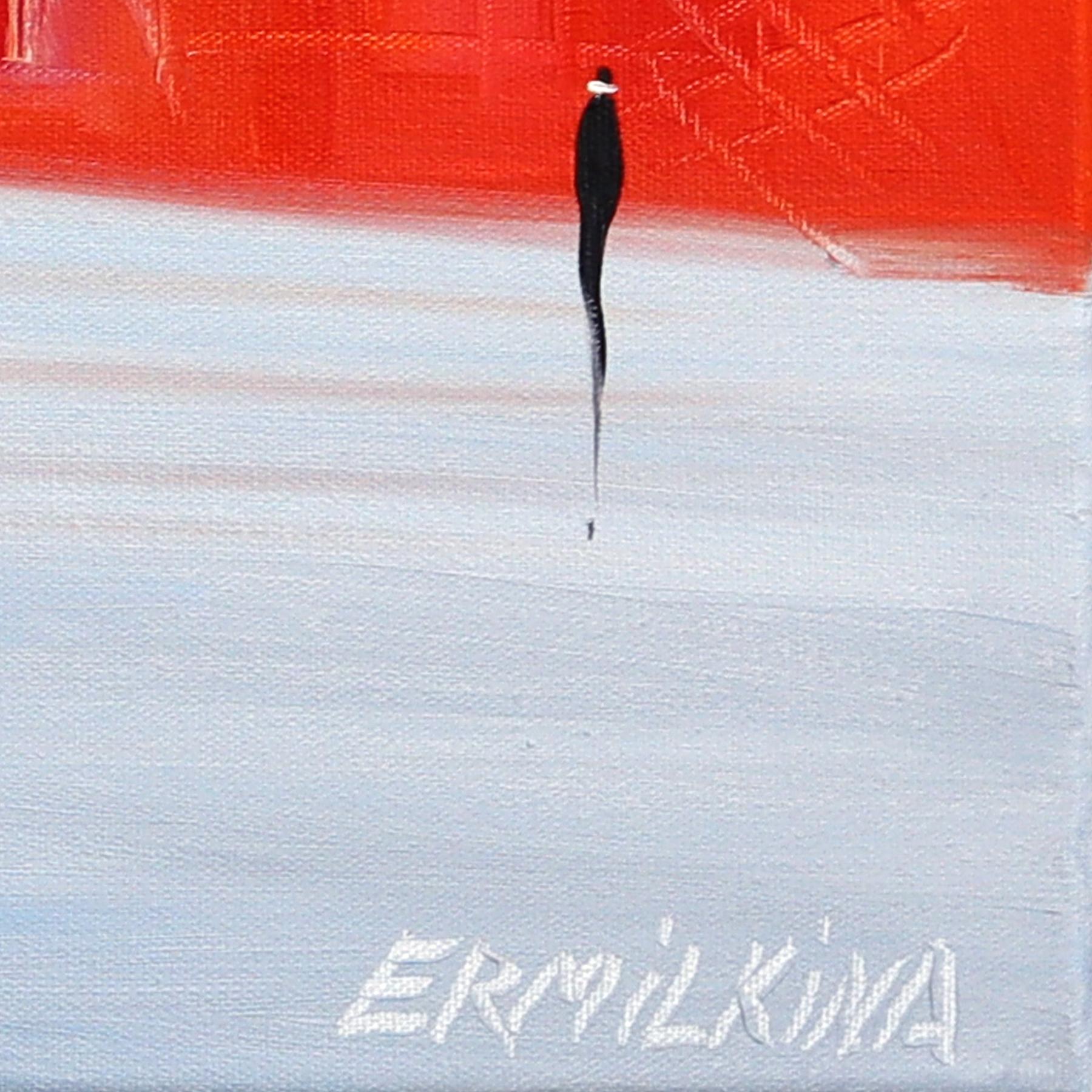 Sunset Dreaming - Abstrakte Farbe getränkt figurative strukturierte Impasto Malerei im Angebot 5