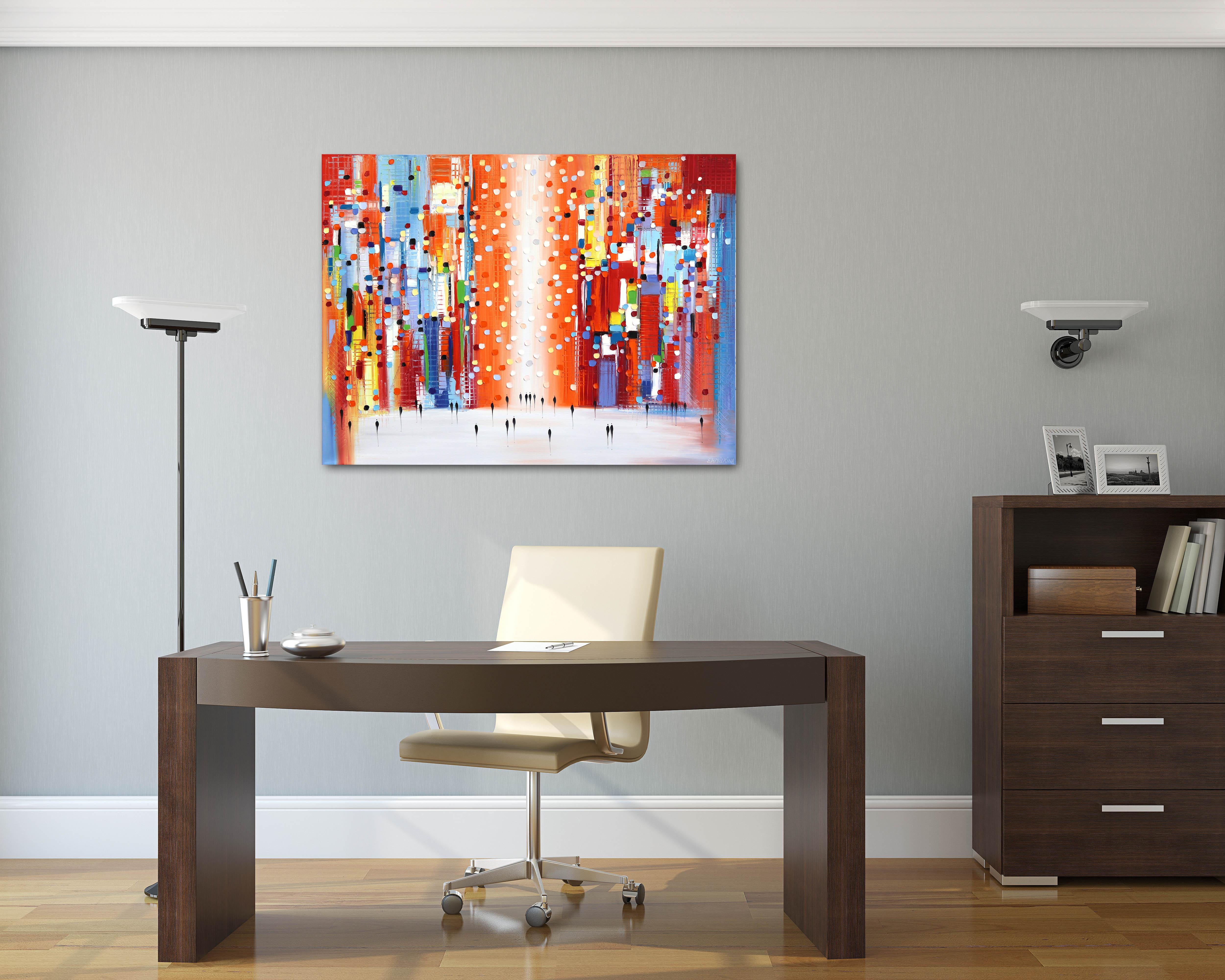 Sunset Dreaming - Figurative Textured Impasto Colorful Oil Painting on Canvas For Sale 3