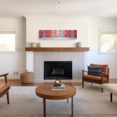 Sonnenuntergang in einem rosa Tag – lebhaftes rotes Impasto-Ölgemälde