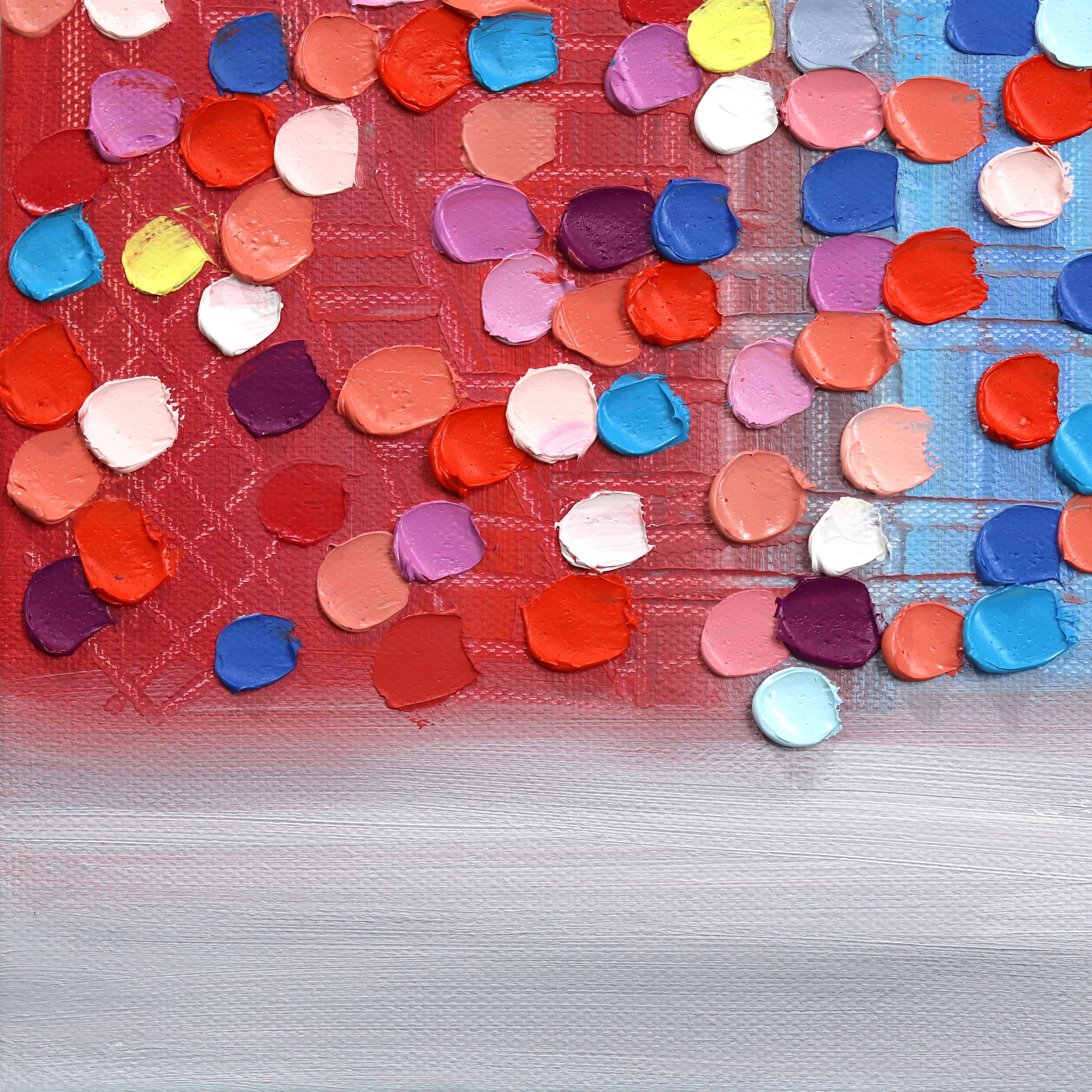 Sunset In A Pink Day - Vibrant Red Impasto Oil Painting For Sale 4