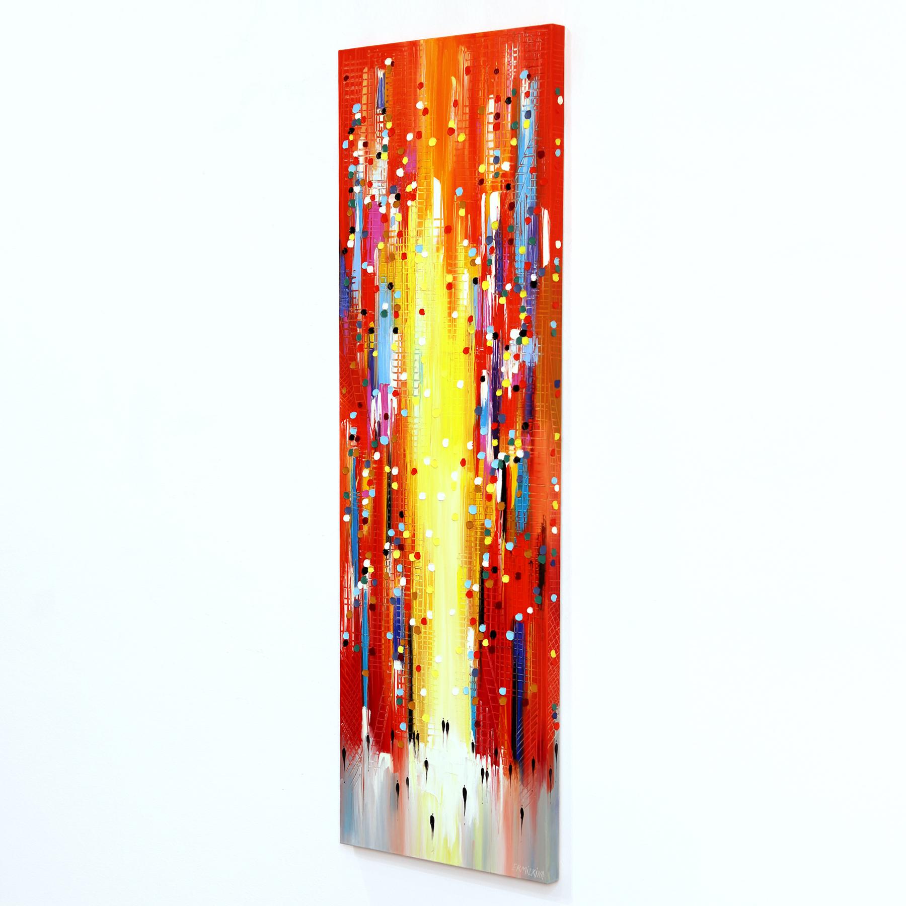 Sunset Reverie - Tall Vibrant Red Impasto Oil Painting For Sale 2