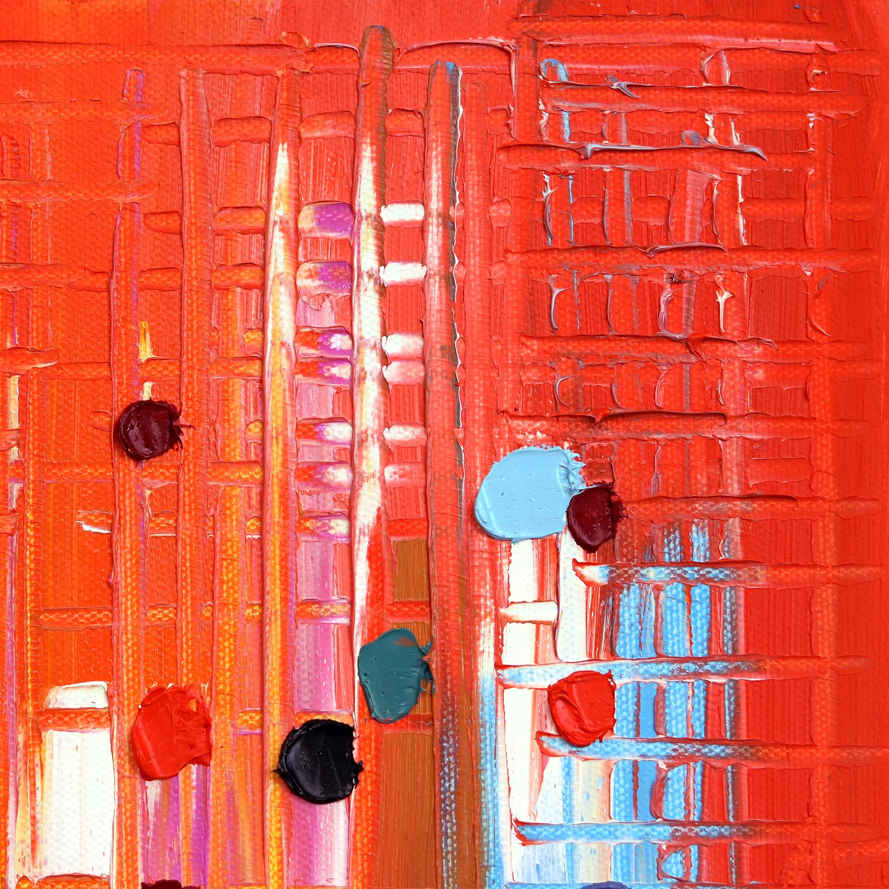 Sunset Reverie - Tall Vibrant Red Impasto Oil Painting For Sale 5