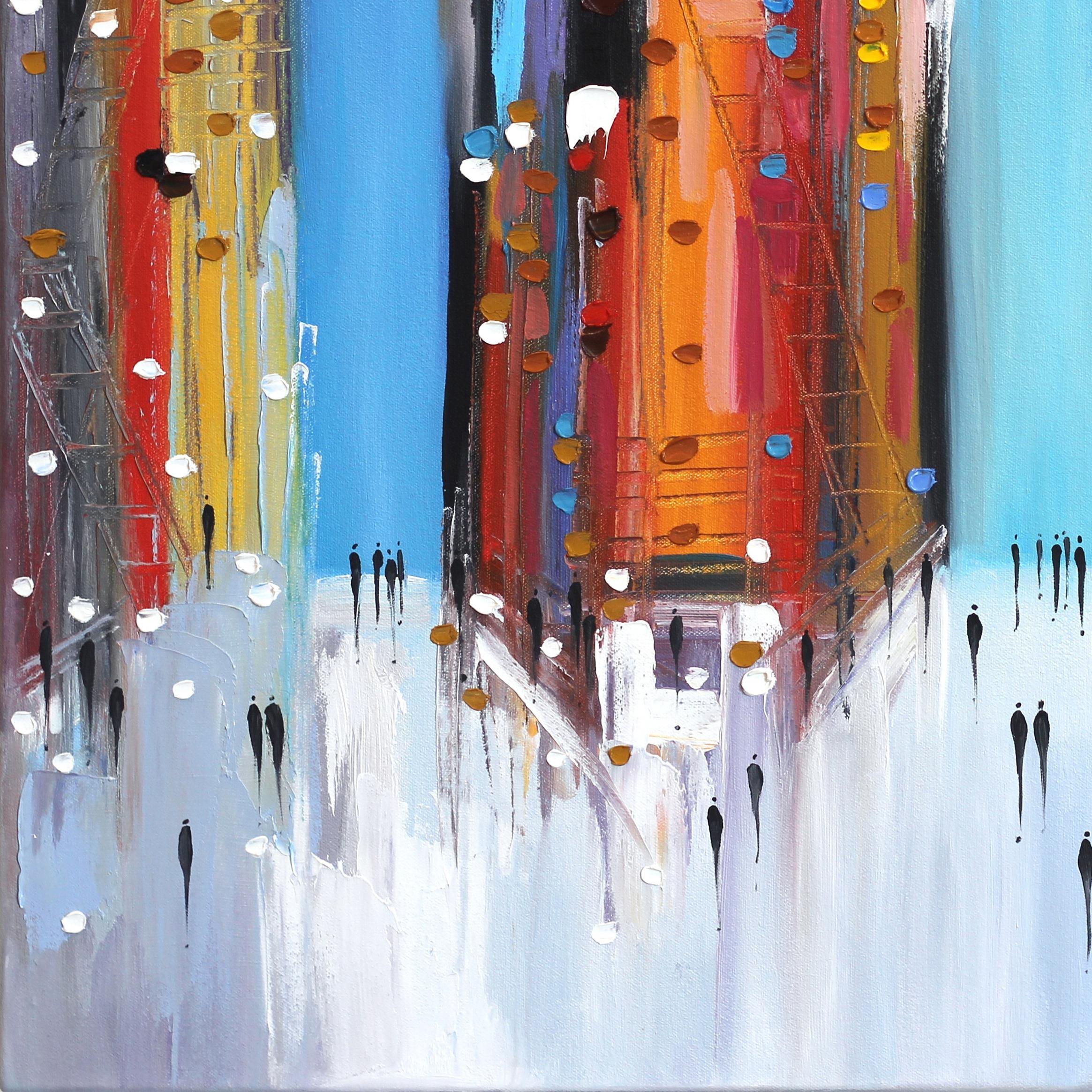 The City Life - 48 inch Tall Textural Original Oil Painting For Sale 1