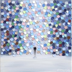 Together - Colorful Figurative Abstract Textured Impasto Oil Painting on Canvas