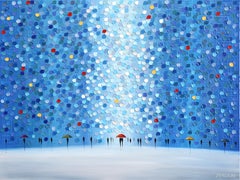 Whispers in Blue - Abstract Figurative Landscape Textured Impasto Oil Painting