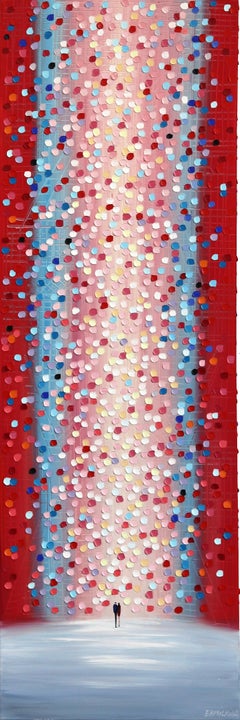 Sussurri d'amore - Pittura ad olio figurativa astratta ad impasto dalla texture vibrante