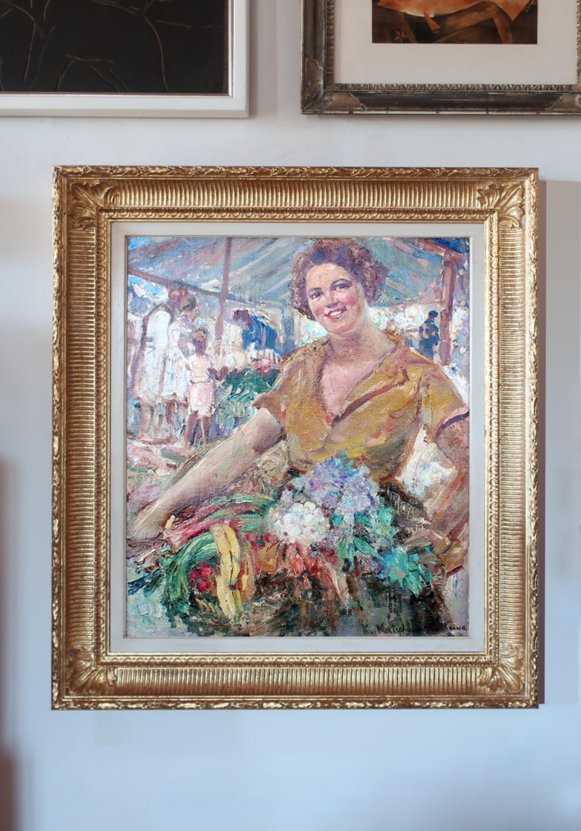 Stunning 1900s Russian impressionist female artwork with important results in the major auction houses worldwide. (Christie's, Sotheby's, Bonhams, Dorotheum, etc) 

Do your own research and see hammer prices reaching 18/38K everywhere. 
The perfect