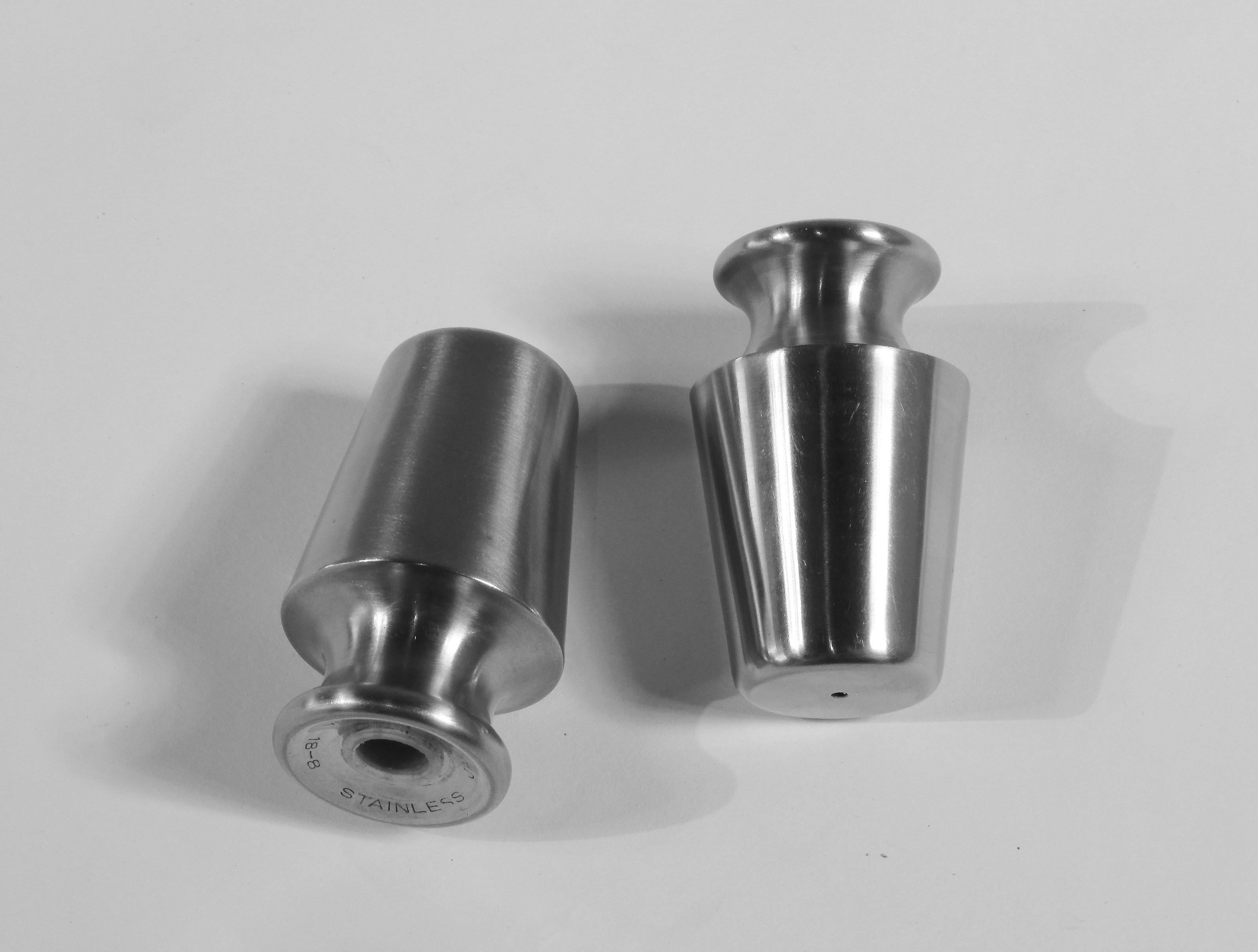 Mid-Century Modern Ekco Eterna Japan Modernist Stainless Steel Salt Pepper Shakers