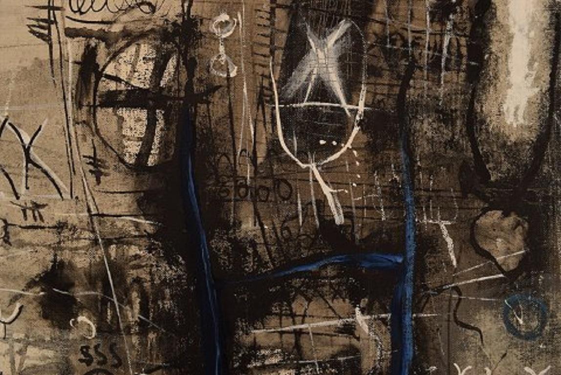 Moderne Eke Bjern, Suède, huile sur toile, composition abstraite, 1965 en vente