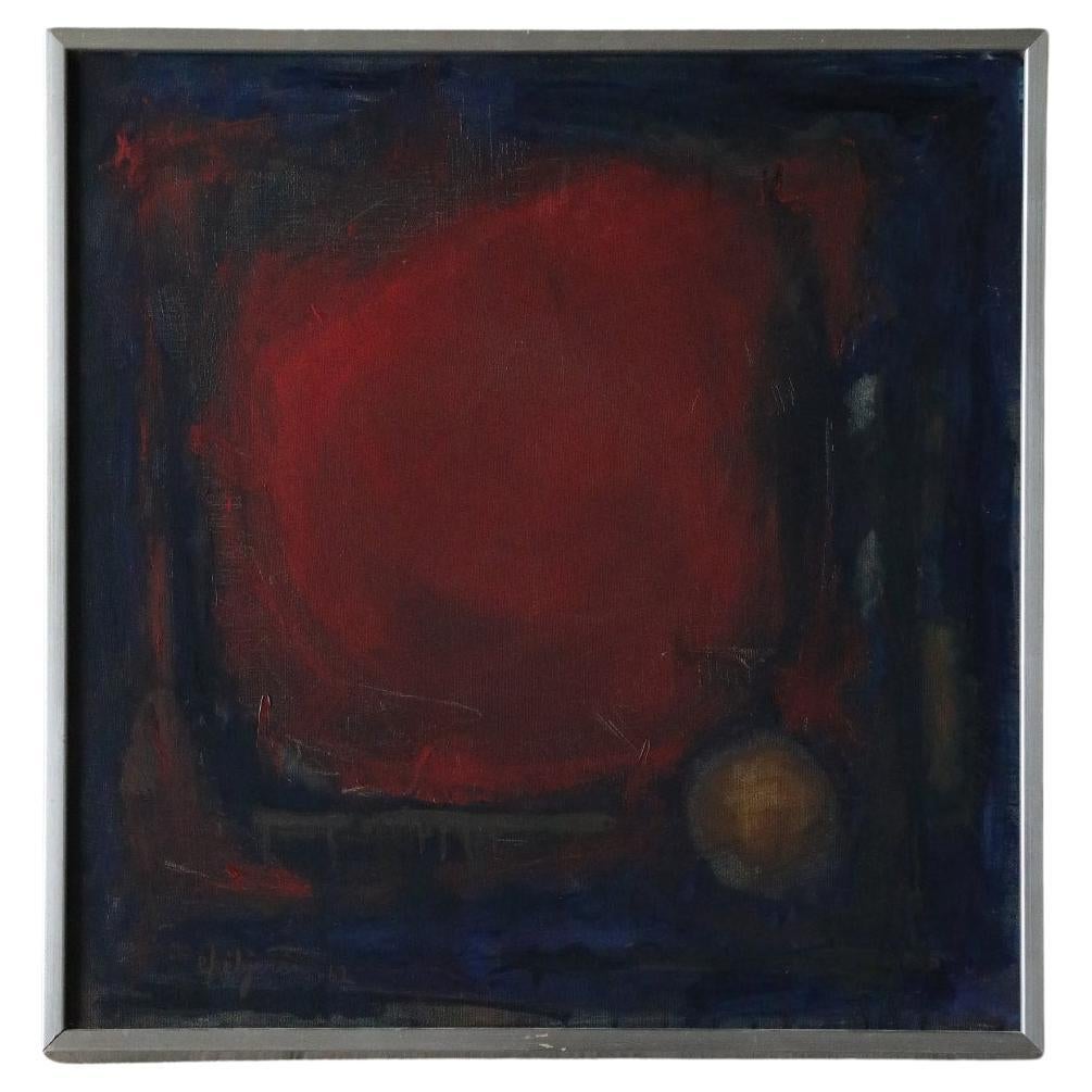 Eke Bjerén, Röd Aften, Oil on Canvas, 1962, Framed For Sale