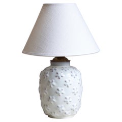 Ekeby, Small Table Lamp, Glazed Ceramic, Brass, Sweden, 1930s