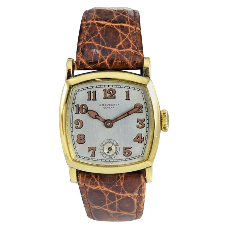 Ekegren by Koehn for Caldwell 18 Karat Yellow Gold Dial H. Stern 1920s Rare