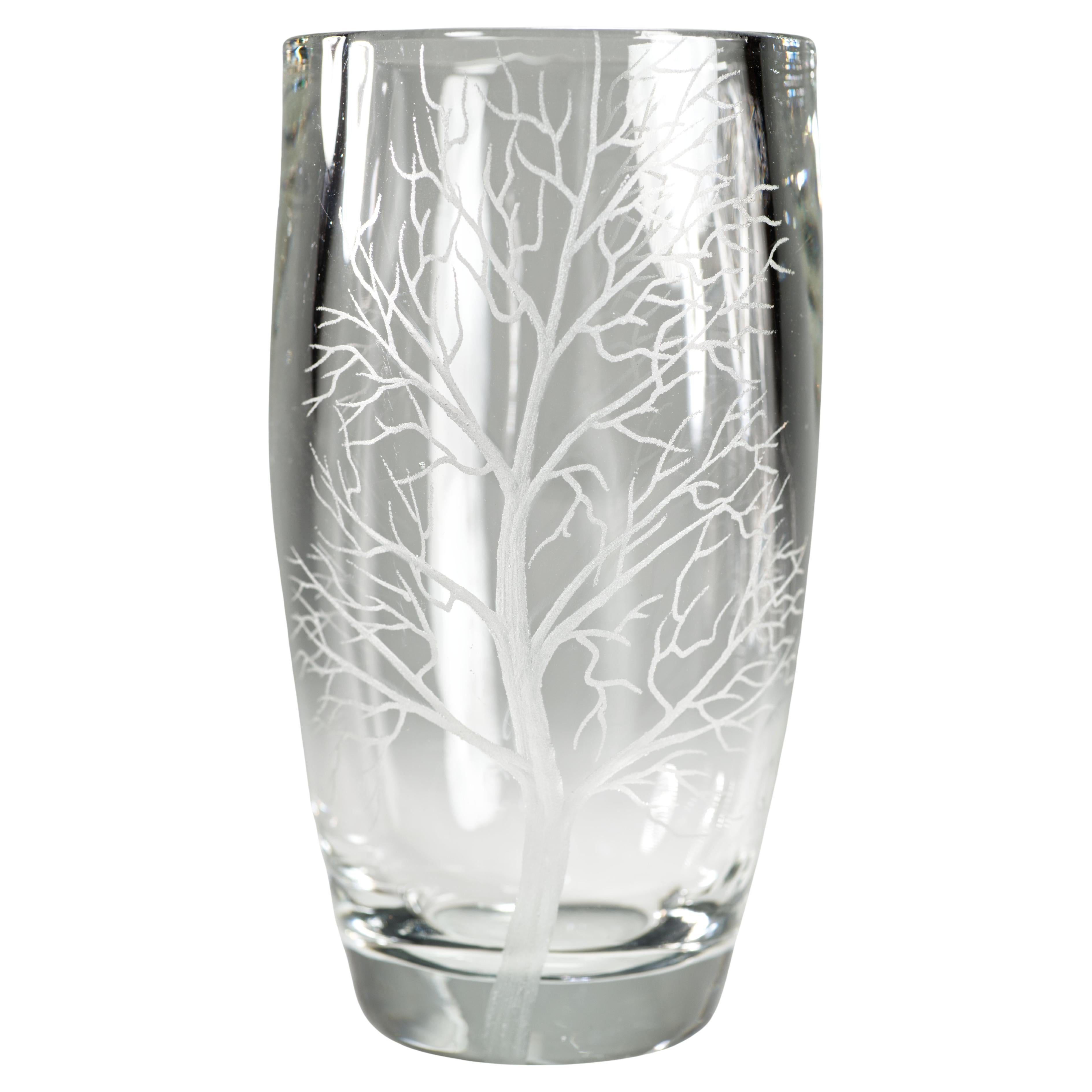 Vaso di cristallo inciso Ekenäs Sweden, si illumina ai raggi UV