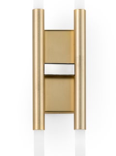 Eklè wall lamp with brushed gold and pure steel metal finish