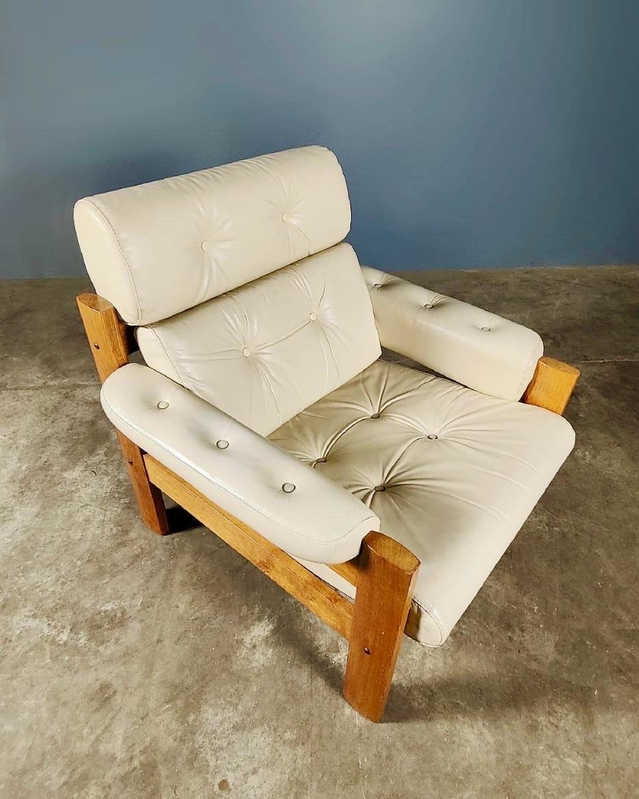 Late 20th Century Ekornes Amigo Matching Stressless Two Seater Sofa & Armchair In Cream Leather For Sale