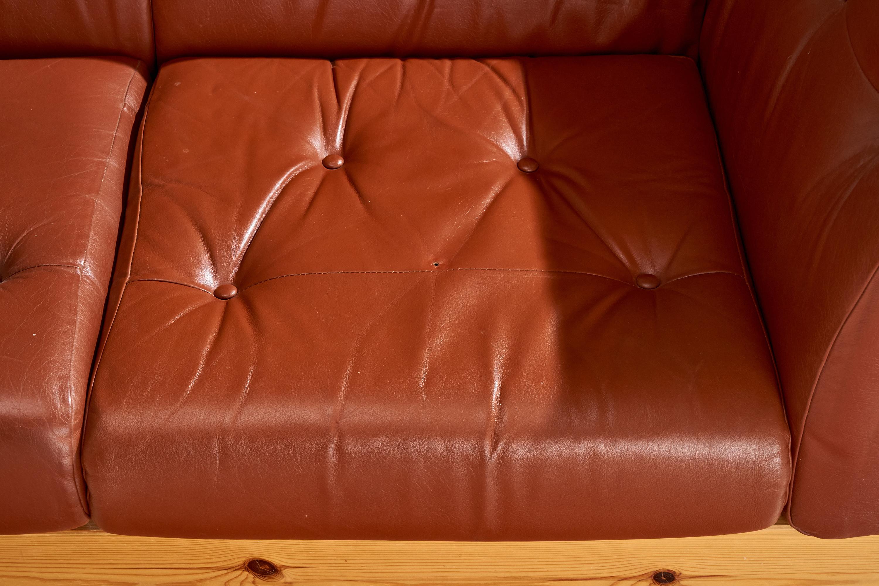 Ekornes Fabrikker, Sectional Sofa, Pine, Leather, Norway, 1970s 2