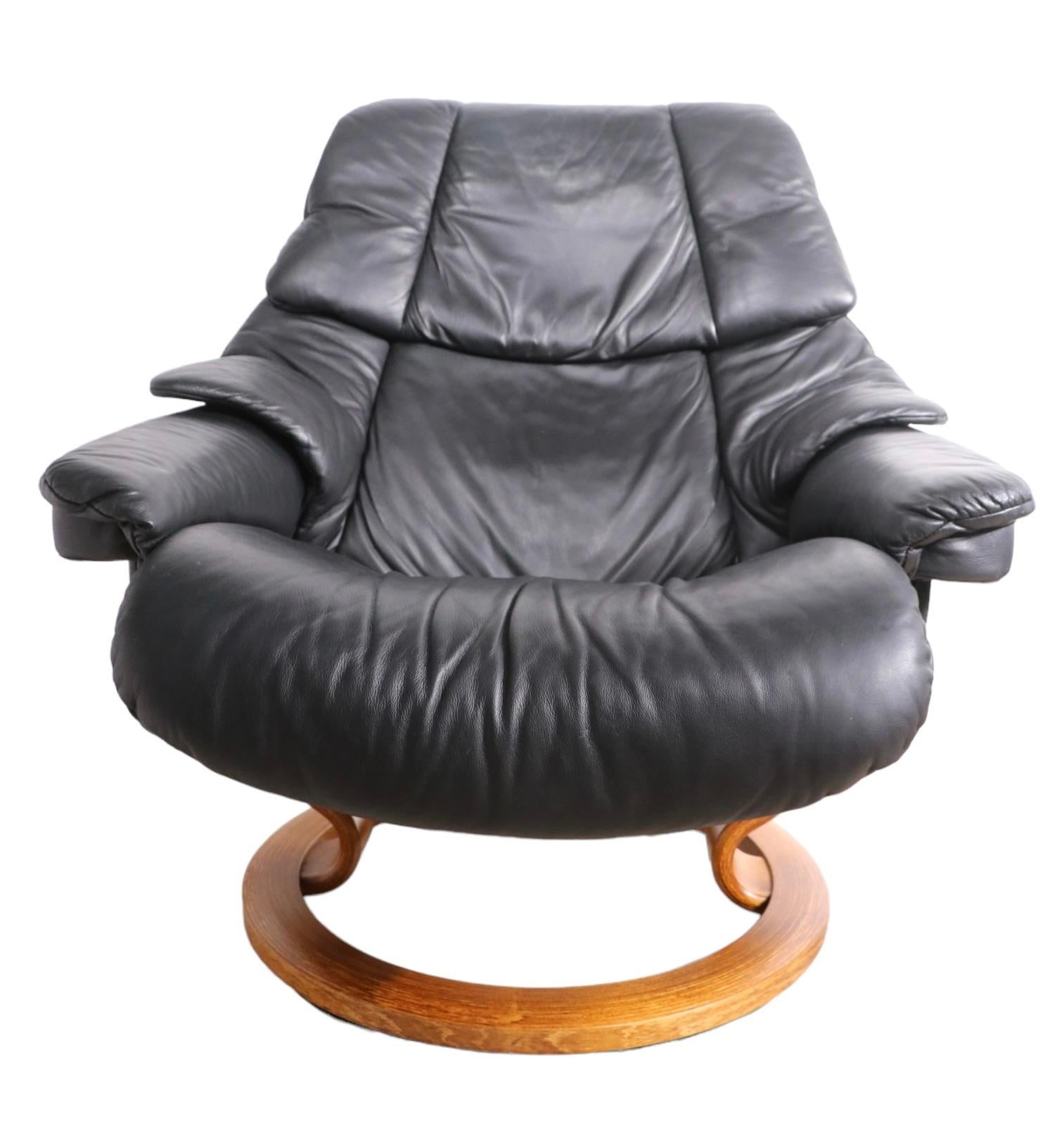 Ekornes Lounge Chair and Ottoman in Black Leather 4