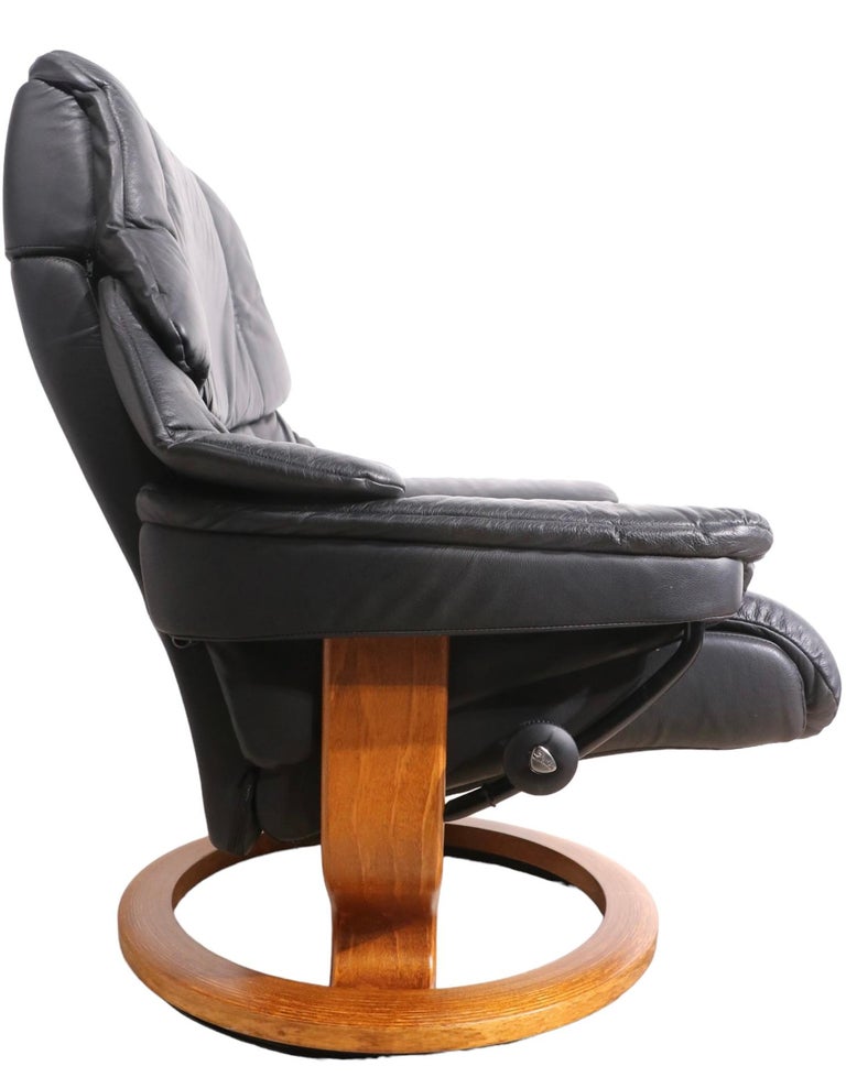 Ekornes Lounge Chair and Ottoman in Black Leather 5