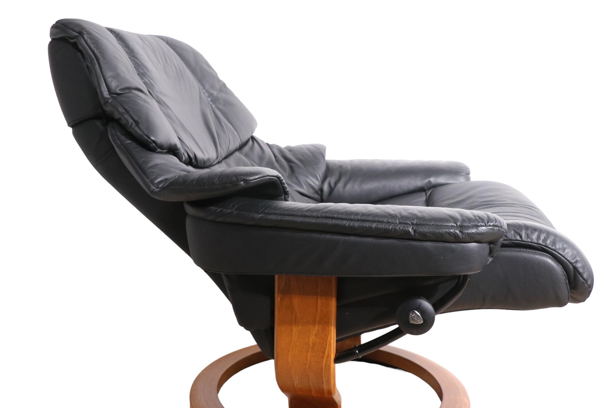 Ekornes Lounge Chair and Ottoman in Black Leather 6