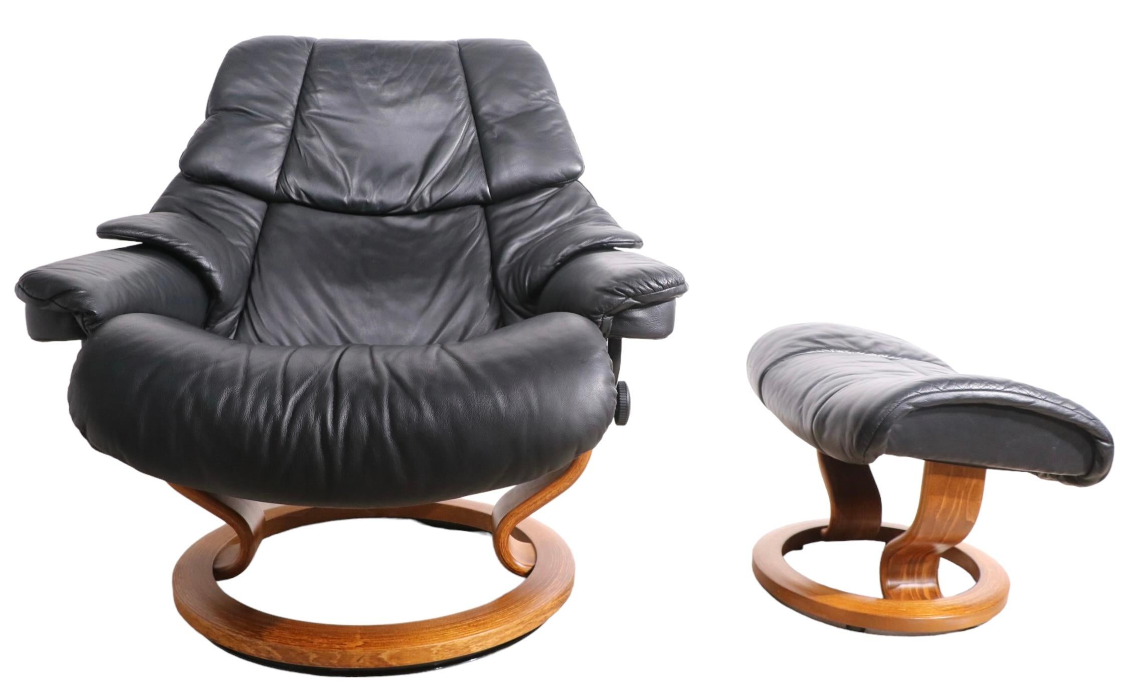 Ekornes Lounge Chair and Ottoman in Black Leather 3