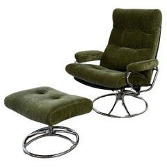 Retro Ekornes Lounge Chair & Ottoman in Green