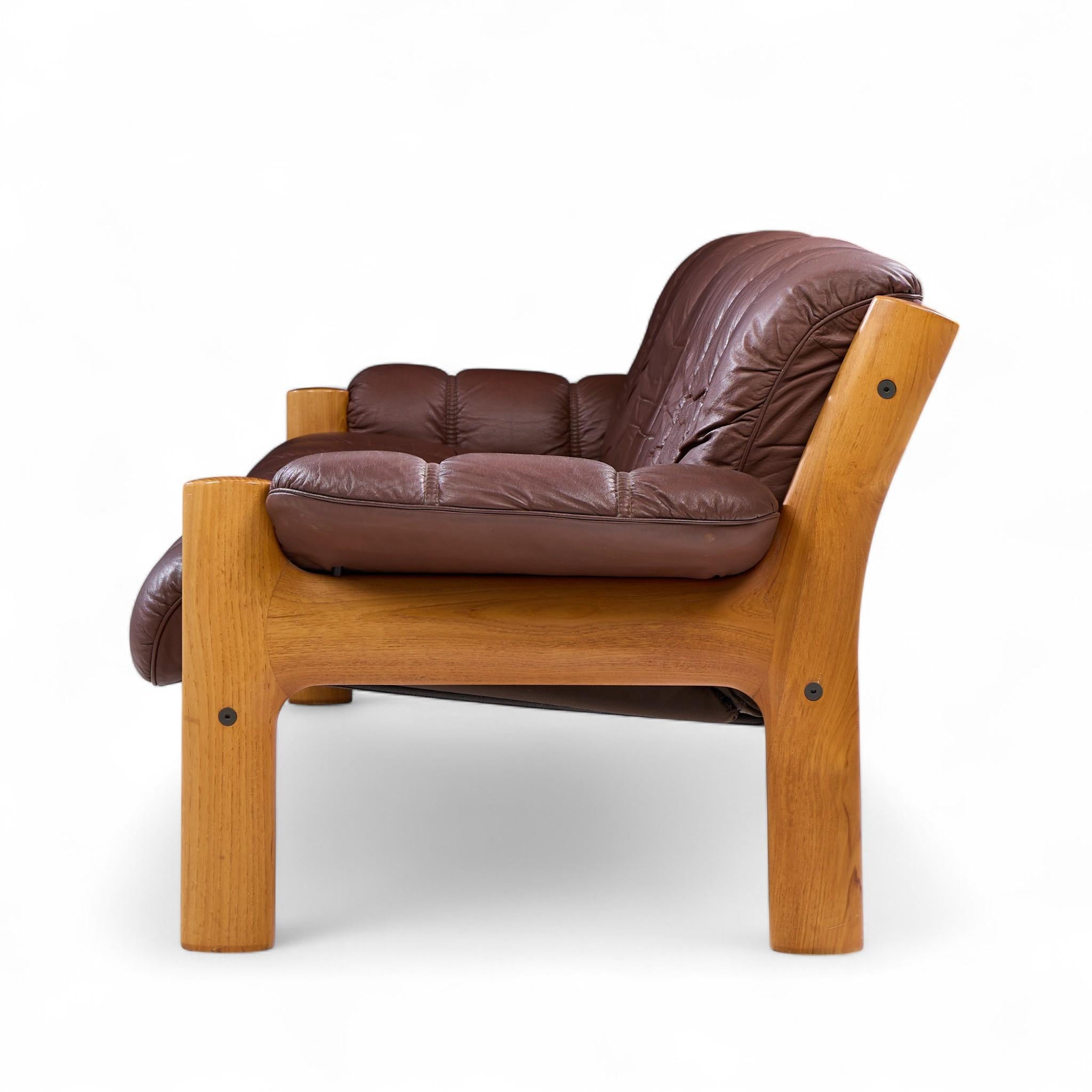 Norvegese Divano Montana in teak e pelle di Ekornes, metà del secolo scorso in vendita