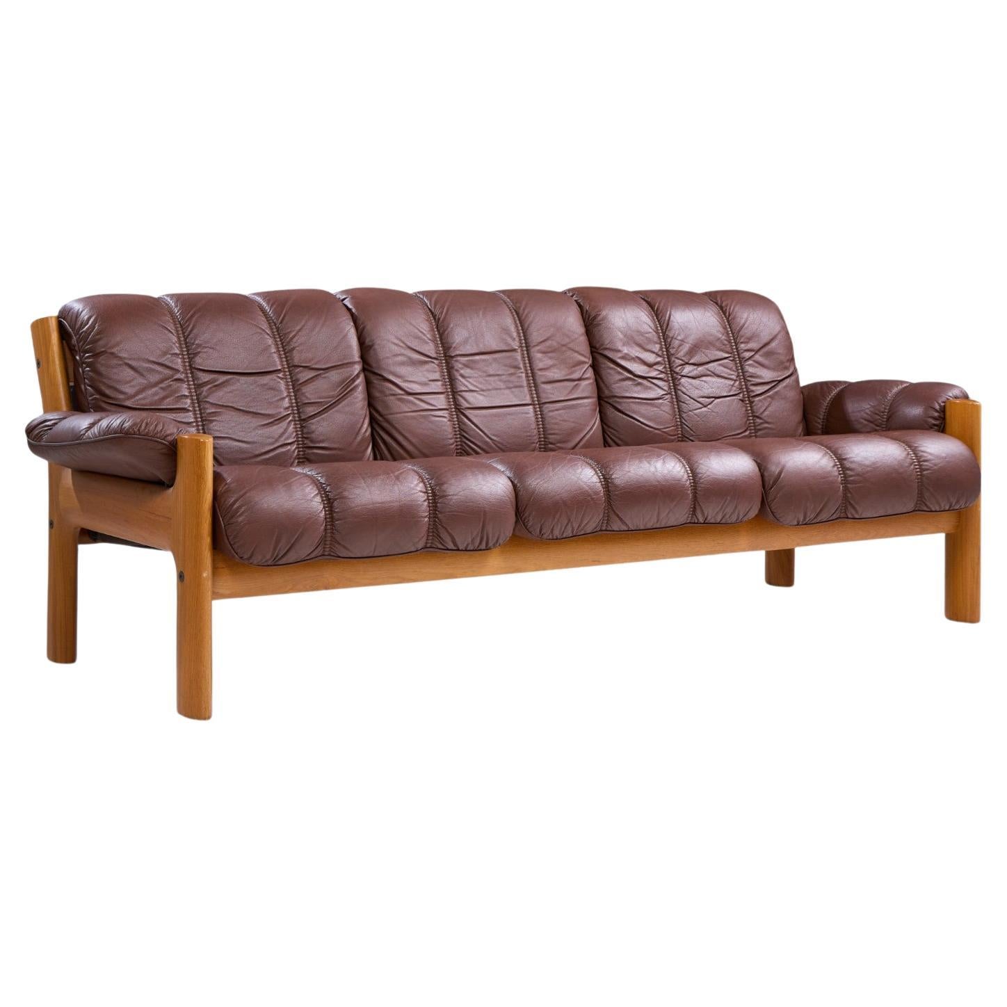 Ekornes Mid Century Norwegisch Teak und Leder Montana Sofa