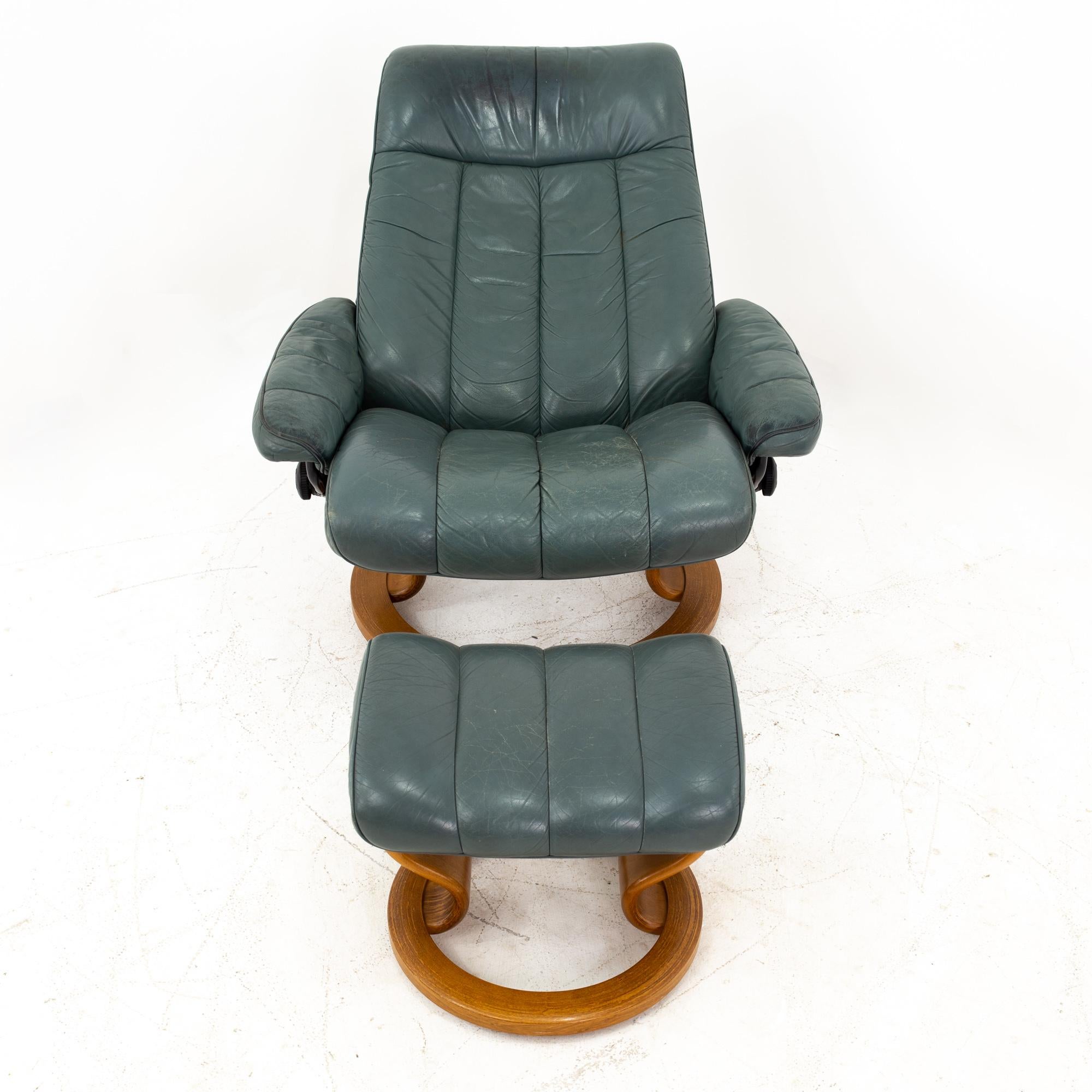 Mid-Century Modern Ekornes Midcentury Gray Stressless Lounge Chair and Ottoman