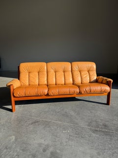 Ekornes Montana 3 Seat Sofa, Teak and Leather