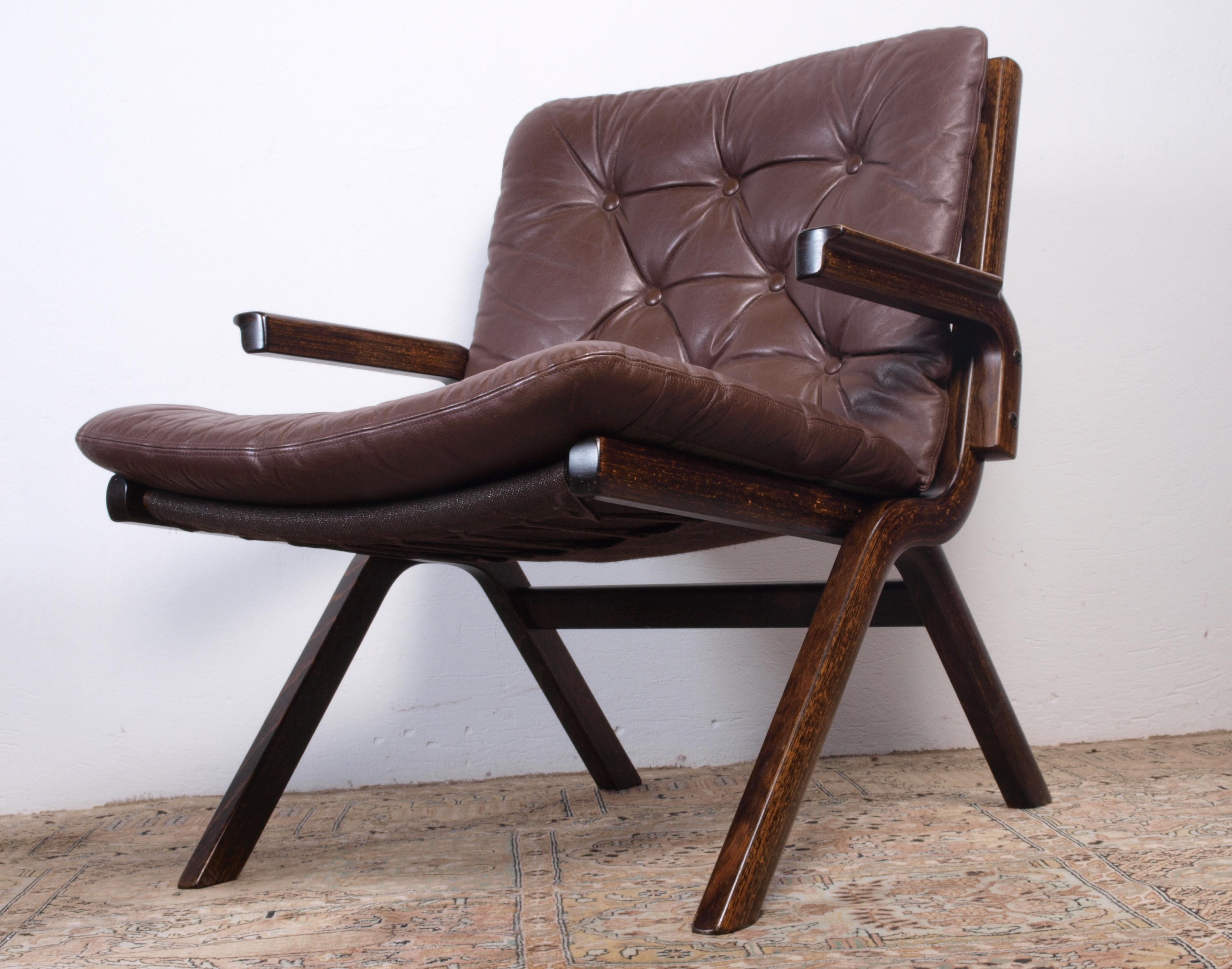 Ekornes Norway, Leather folding chair 1960s 1