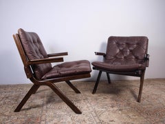 Ekornes Norway, Leather folding chair 1960s