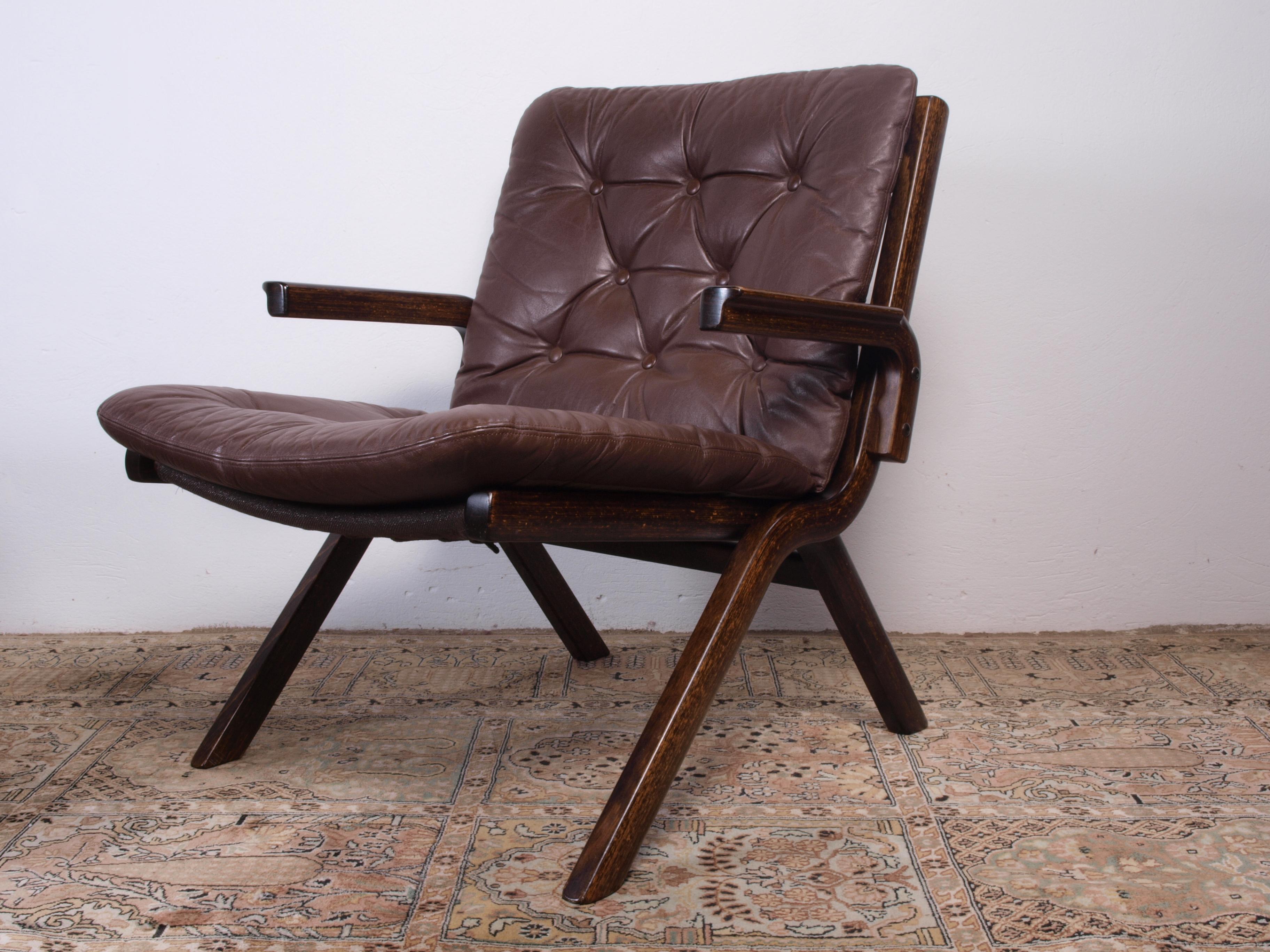 Danish Ekornes Norway, Leather folding chair 1960s